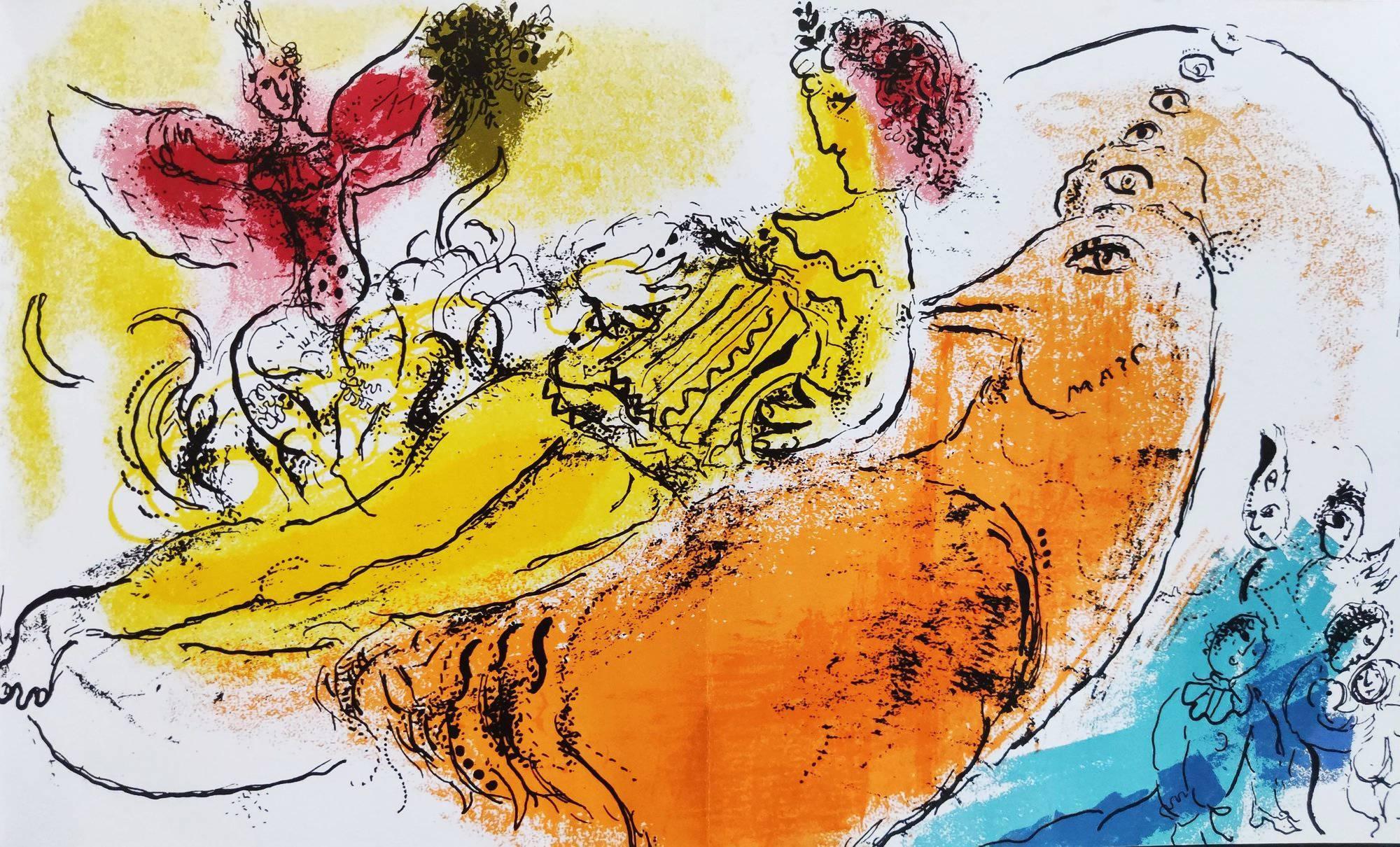 Marc Chagall Figurative Print - The Accordion Player