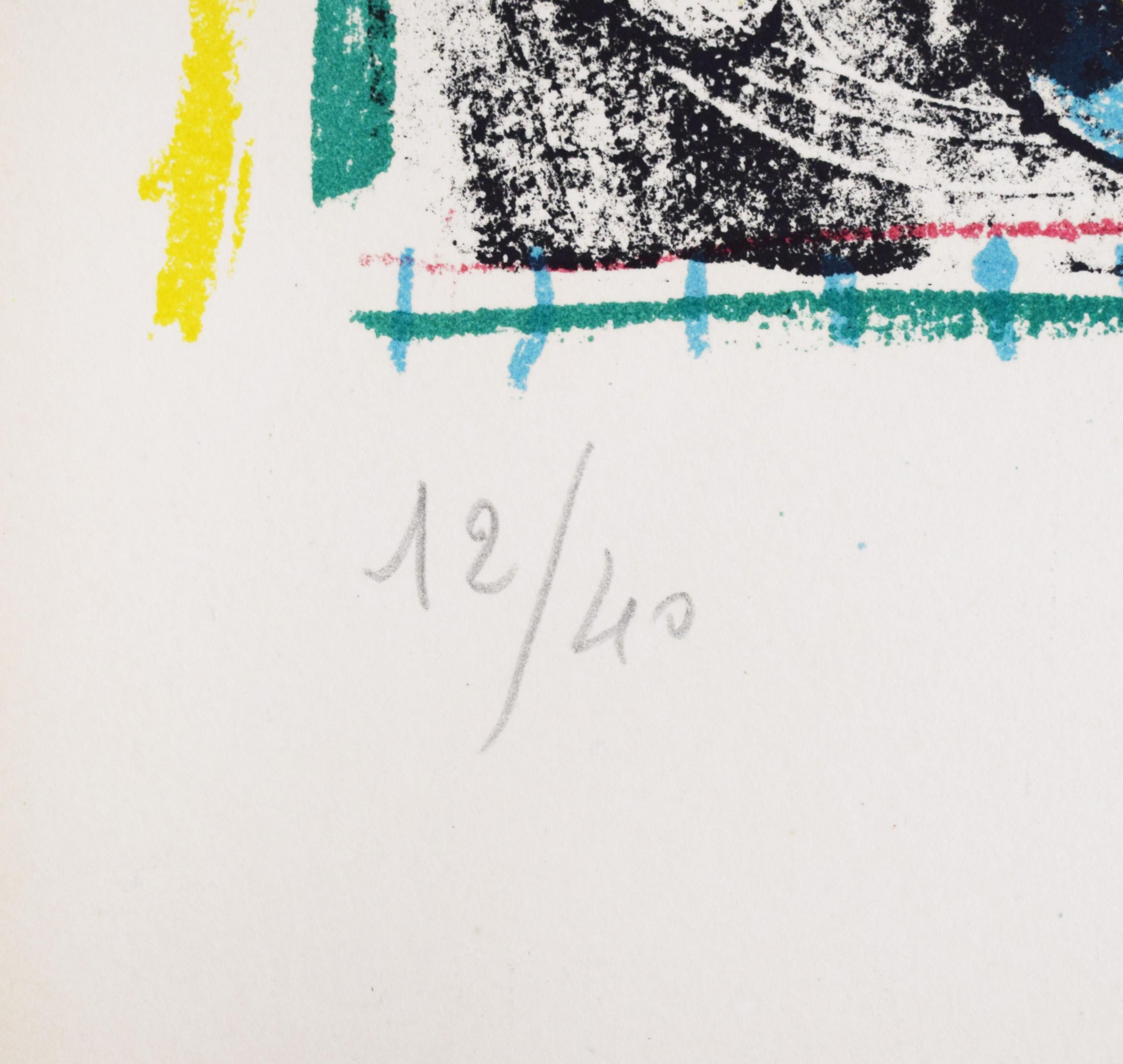 This original lithograph in colours is hand signed in pencil by the artist 