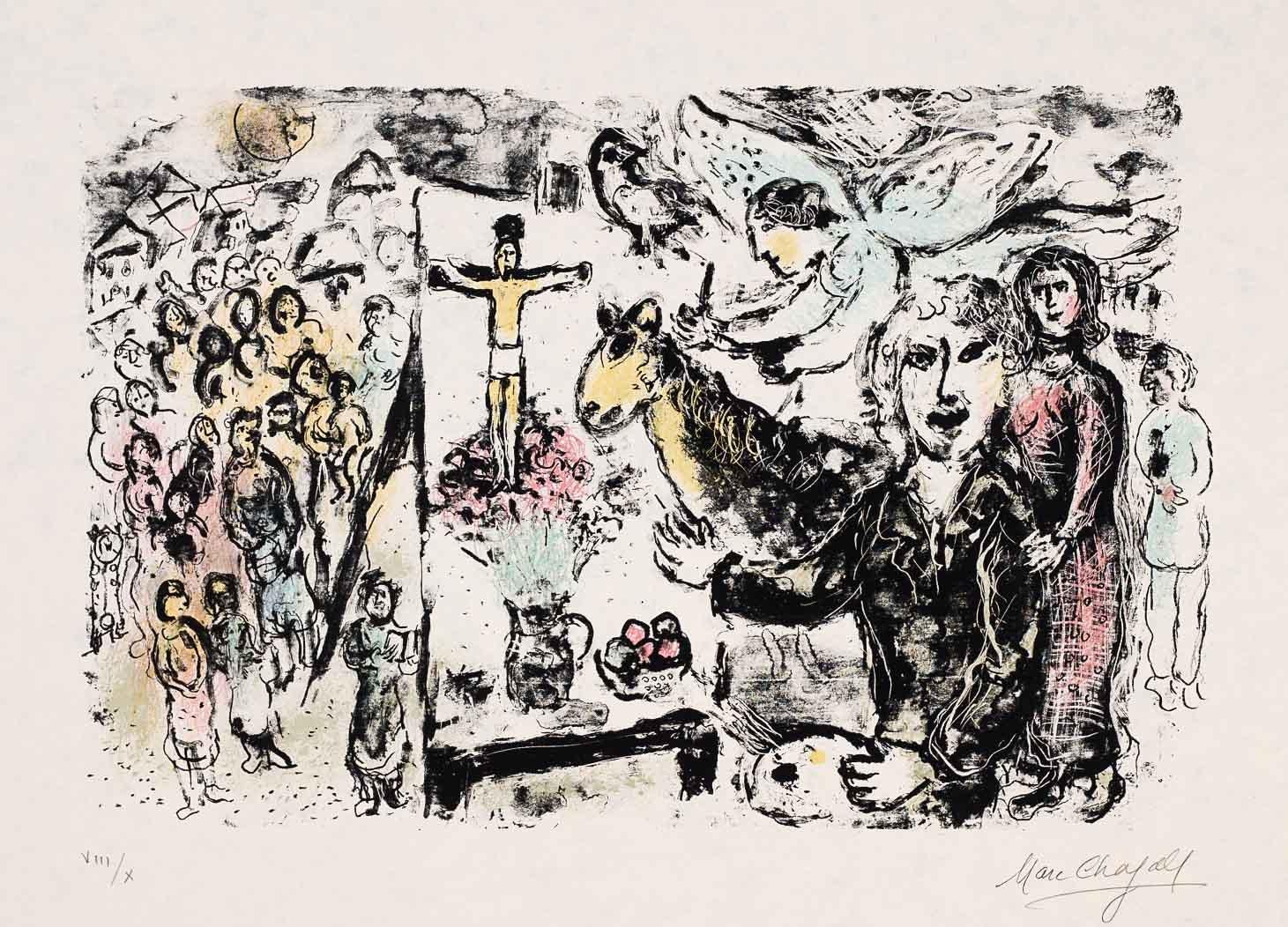 Marc Chagall Figurative Print - The Artist and Biblical Themes, 1974 (M.722)