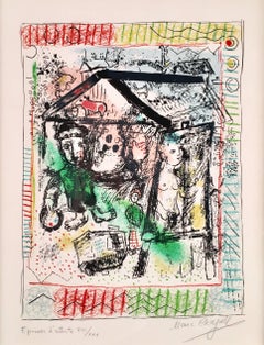 Marc Chagall, The Artist at The Village II, original lithograph, 1969