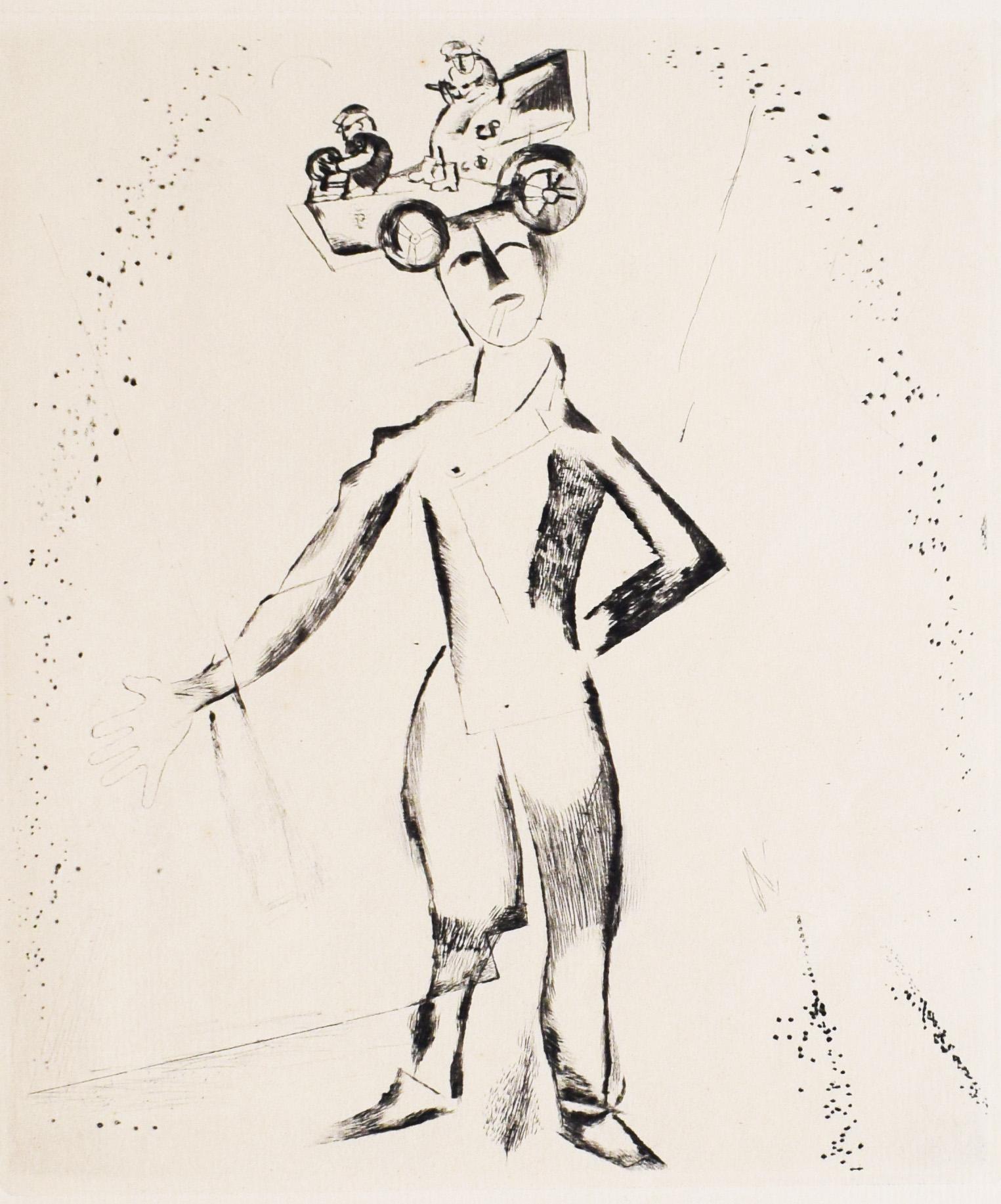 Marc Chagall Figurative Print - The Automobilist, from: My Life - Russian French Berlin Autobiography Surrealism