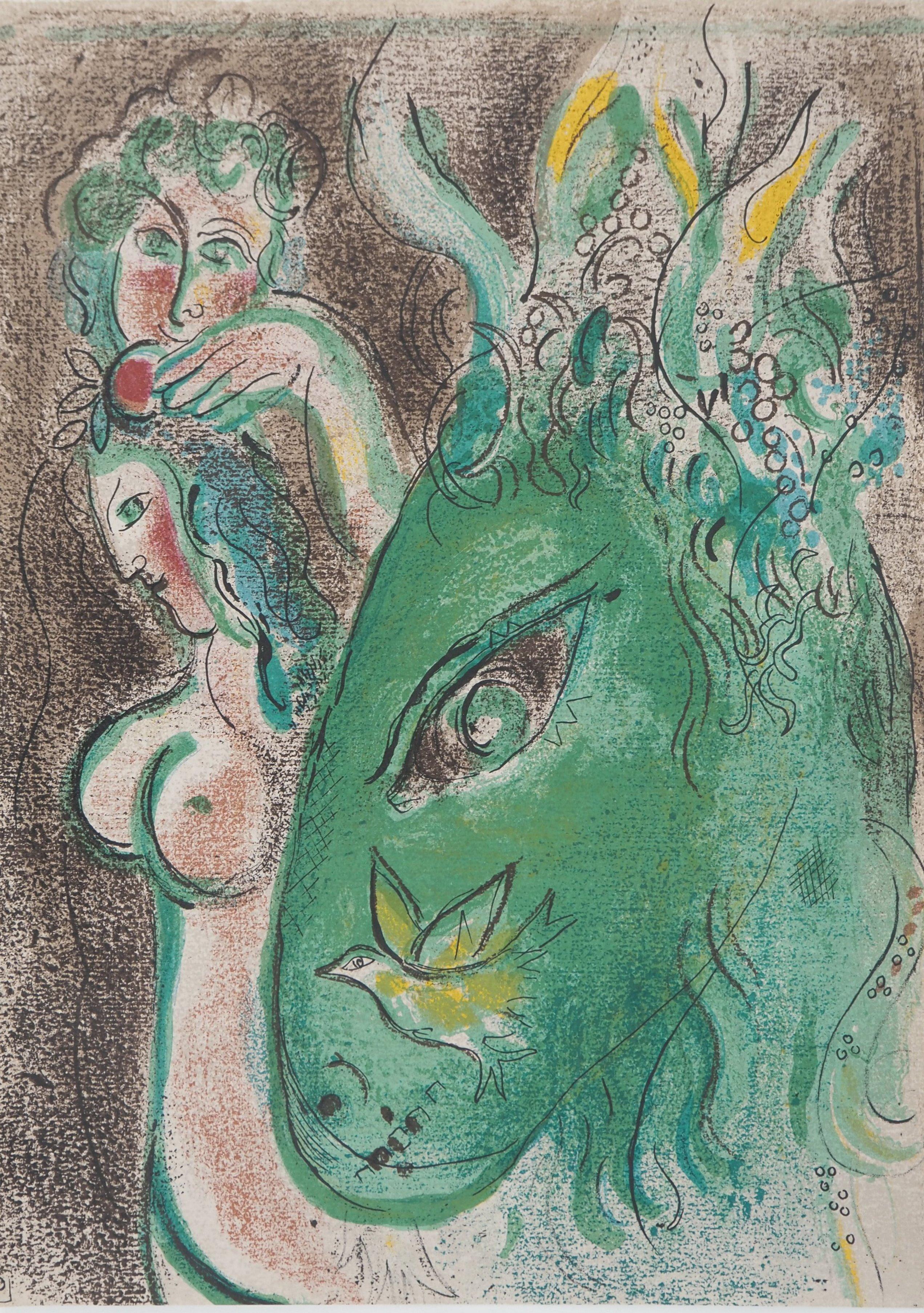 The Bible : Adam and Eve in Paradise - Original Lithograph (Mourlot #233) - Modern Print by Marc Chagall