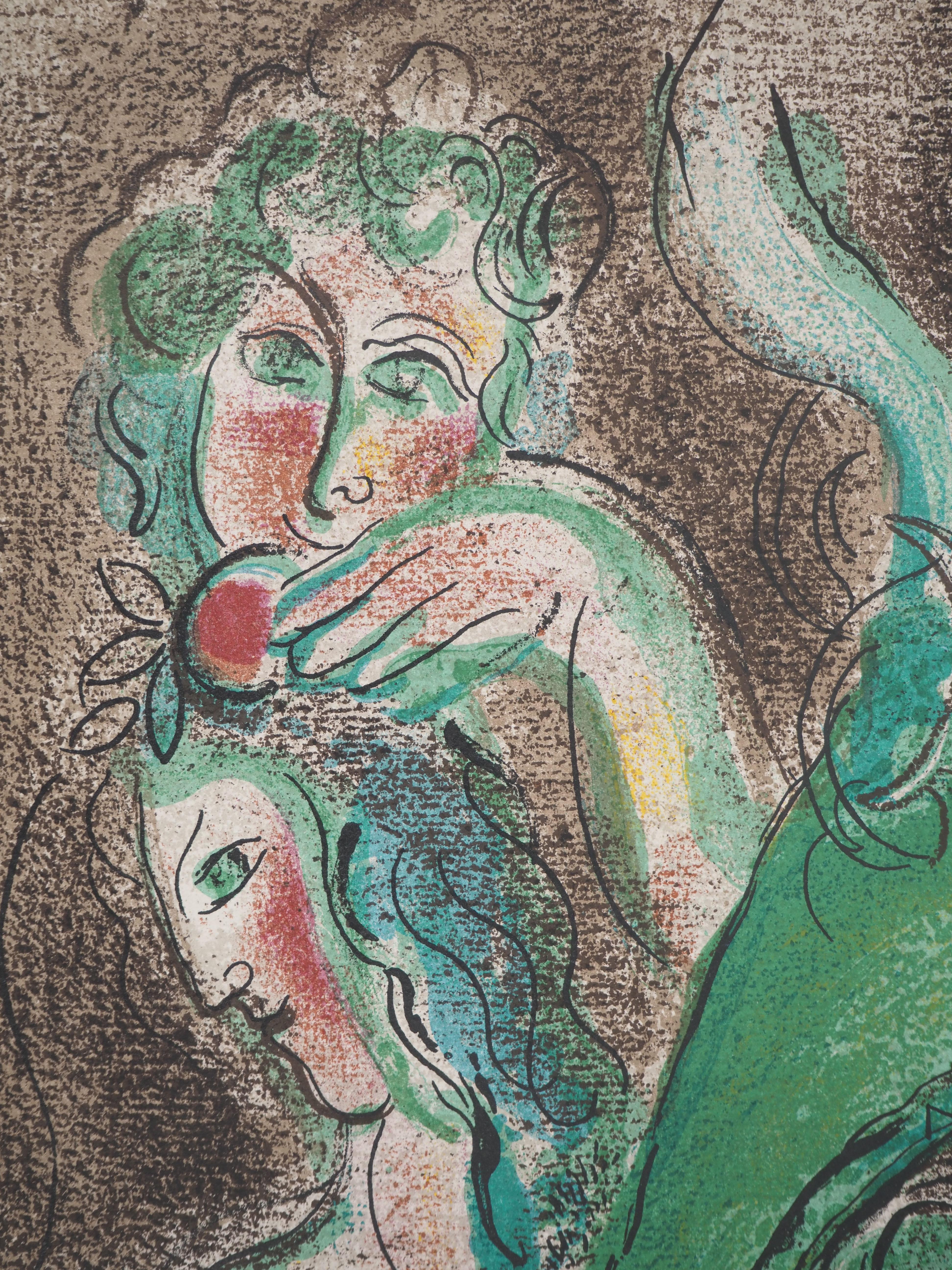 The Bible : Adam and Eve in Paradise - Original Lithograph (Mourlot #233) - Gray Figurative Print by Marc Chagall