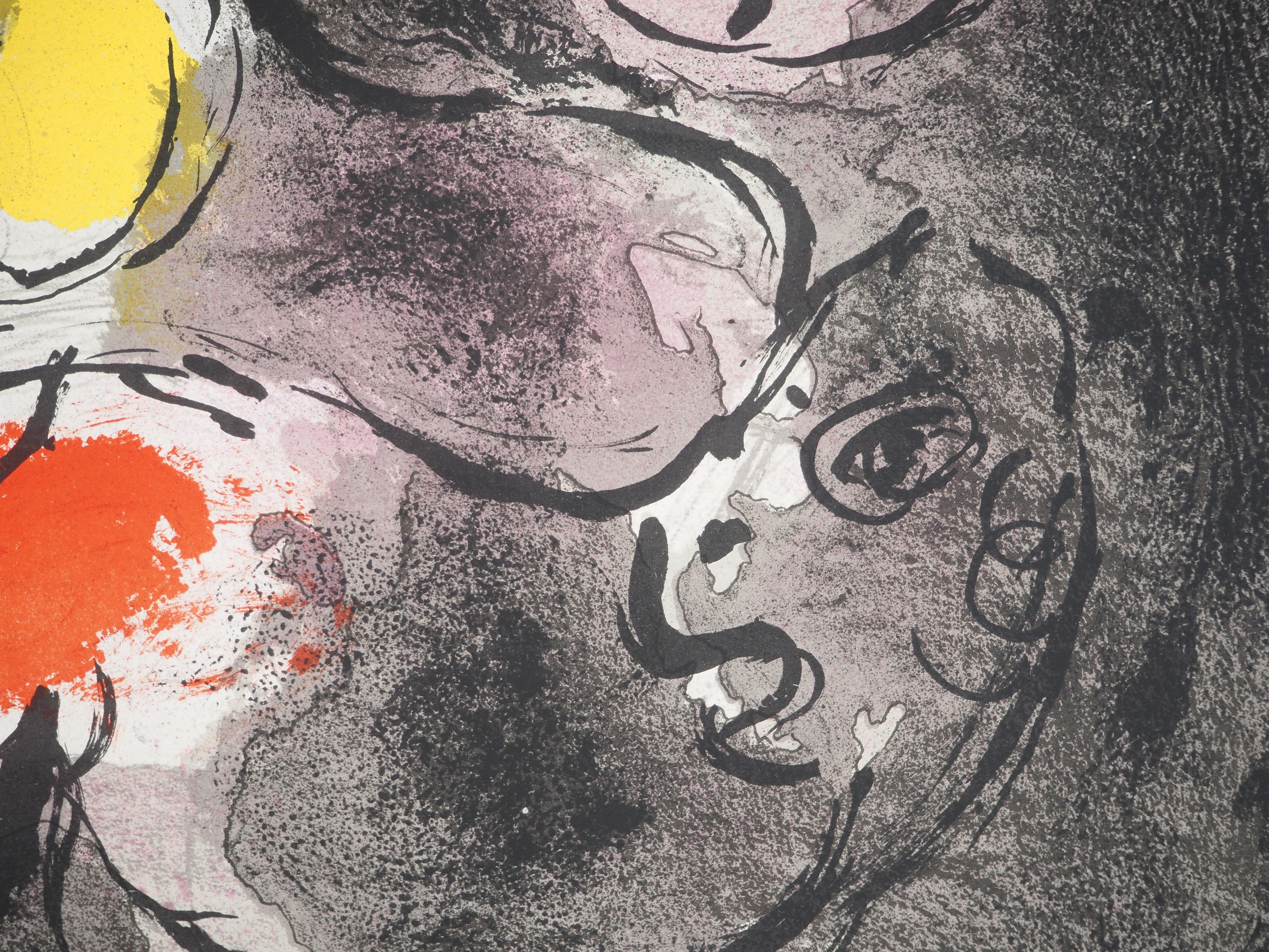 Marc Chagall (1887-1985) 
Die Bibel, der Prophet Daniel 

Original-Lithographie (Werkstatt Mourlot) 
Auf Papier 37 x 26,5 cm (ca. 14,5 x 10,2 Zoll)
Zweite Illustration auf der Rückseite, siehe Foto Nr. 6 (Mourlot #145), 

REFERENZ: 
Werkverzeichnis