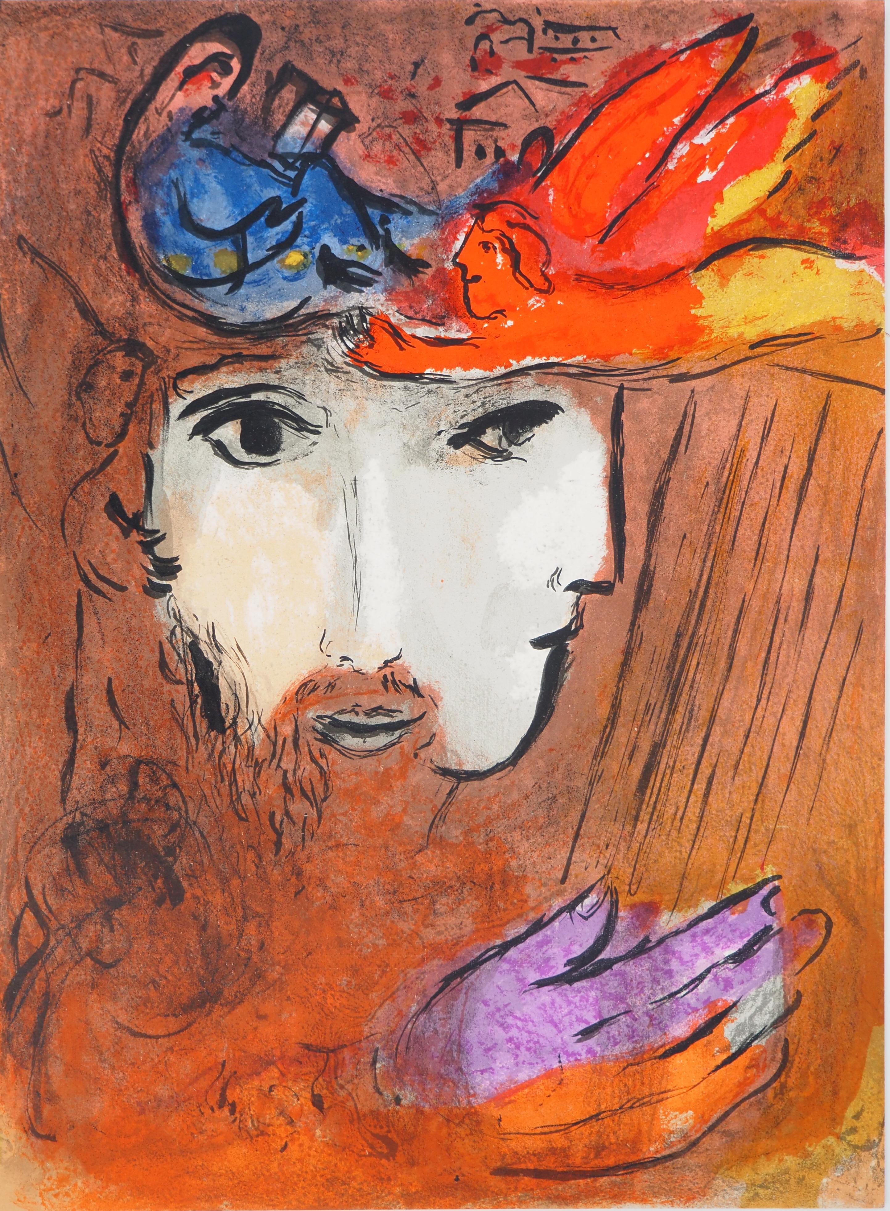 Figurative Print Marc Chagall - La Bible : David et Bethsabée en amour - Lithographie originale (Mourlot)