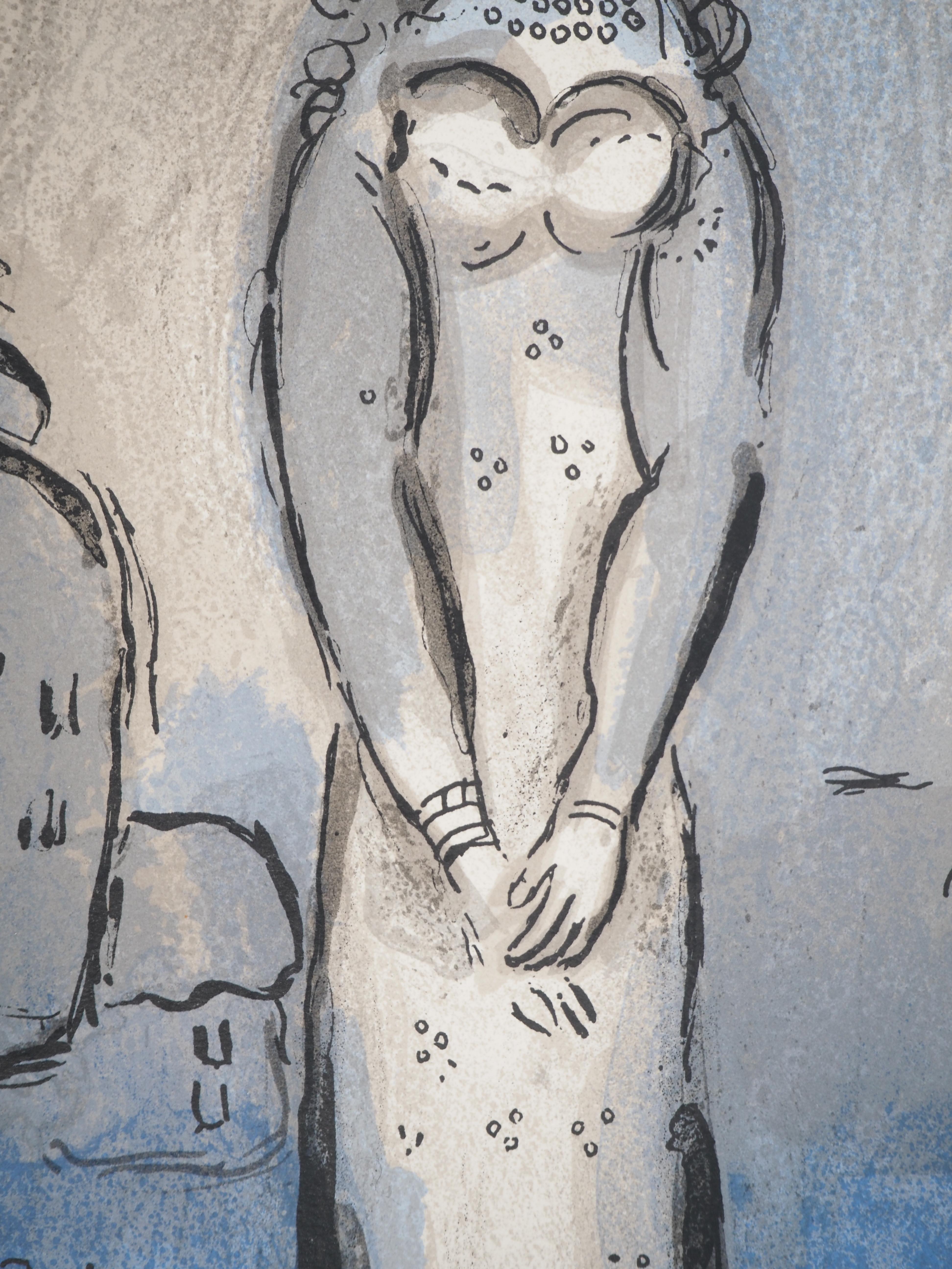 Die Bibel: Esther und ihr Kuusin – Originallithographie – Print von Marc Chagall