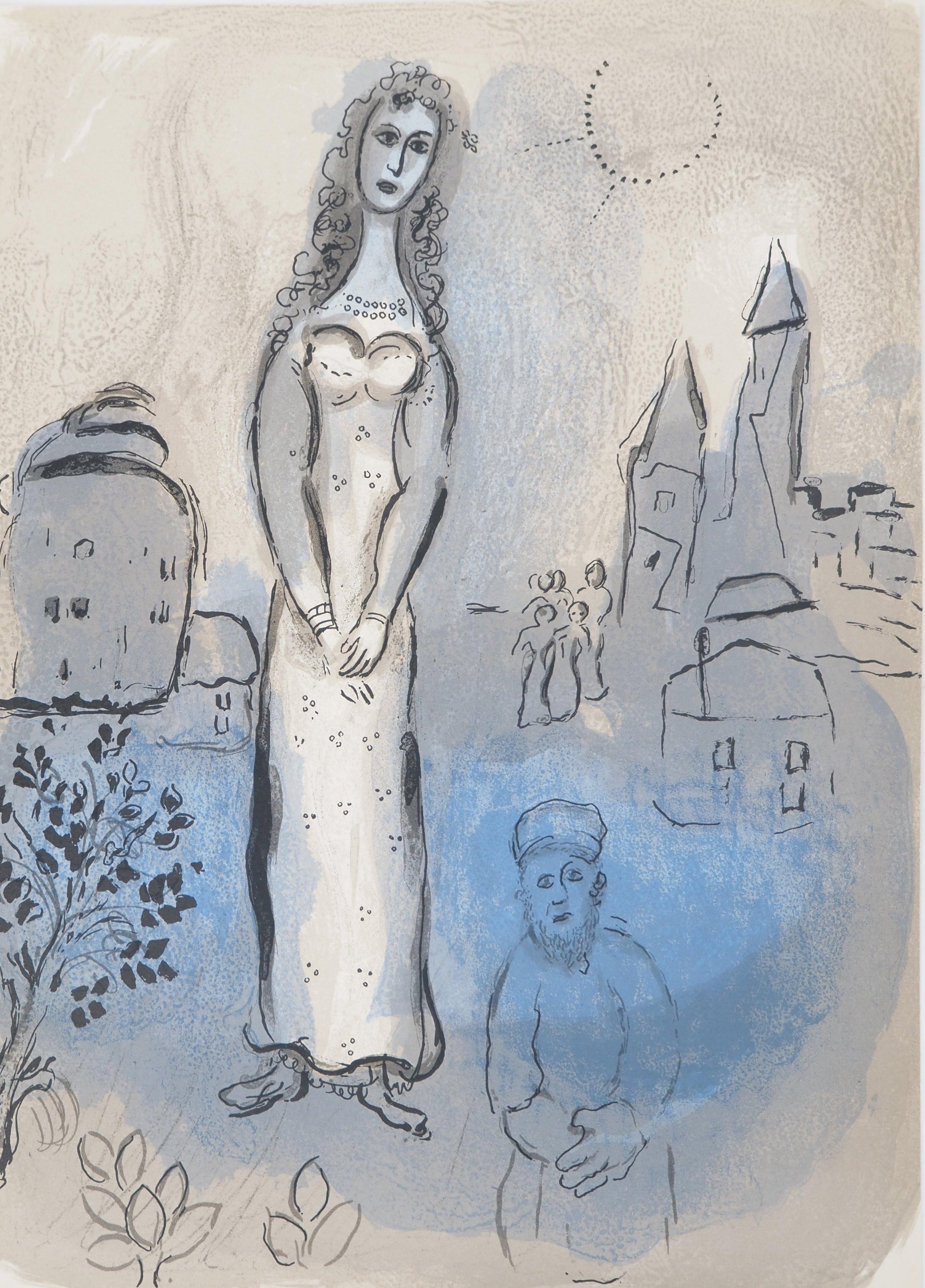 Marc Chagall Figurative Print – Die Bibel: Esther und ihr Kuusin – Originallithographie