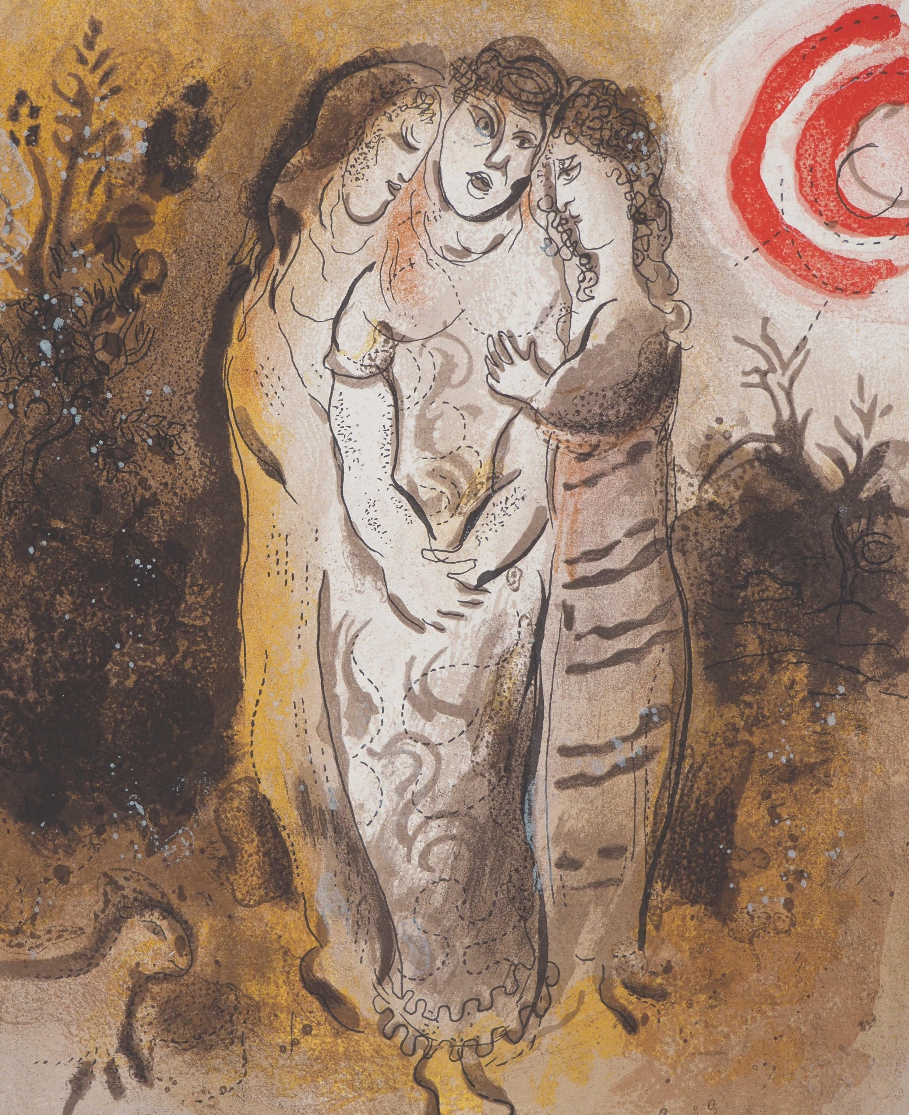 La Bible : Noemie et ses filles - Lithographie originale - Print de Marc Chagall