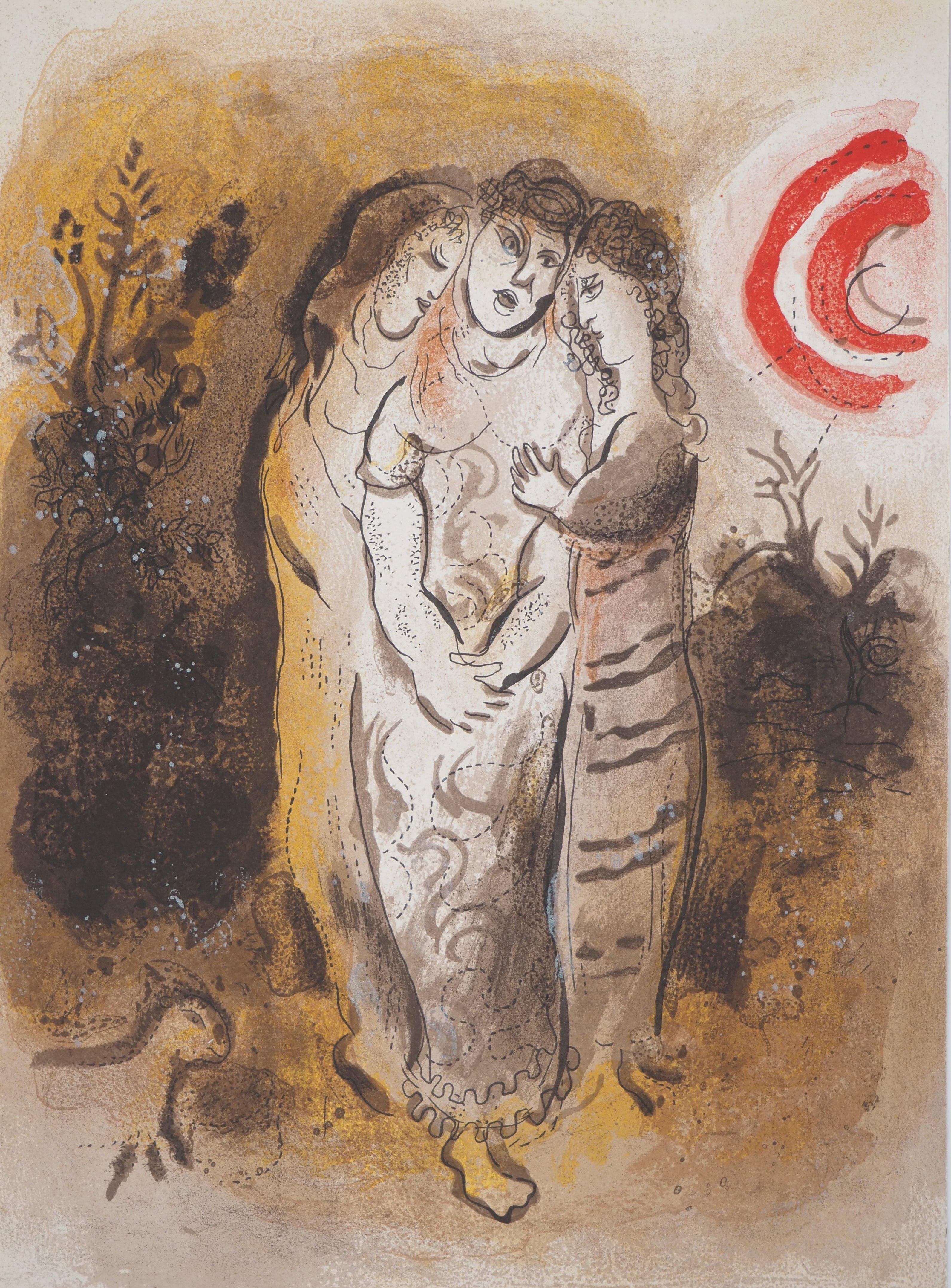 Marc Chagall Figurative Print – Die Bibel: Noemie und ihre Töchter – Originallithographie