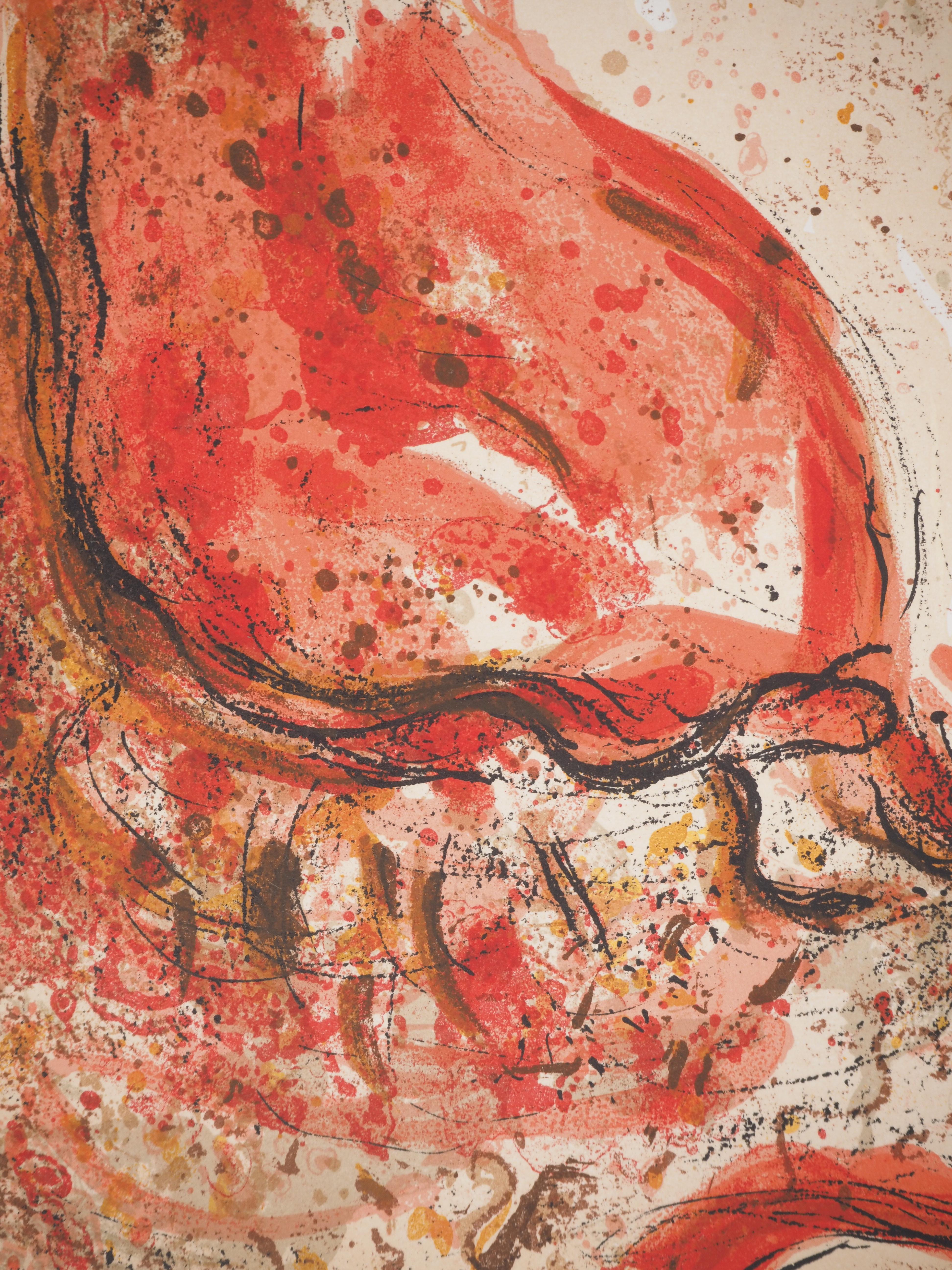 La Bibbia: Il tesoro di Rachel - Litografia originale (Mourlot #242) - Figurative Print Marrone di Marc Chagall