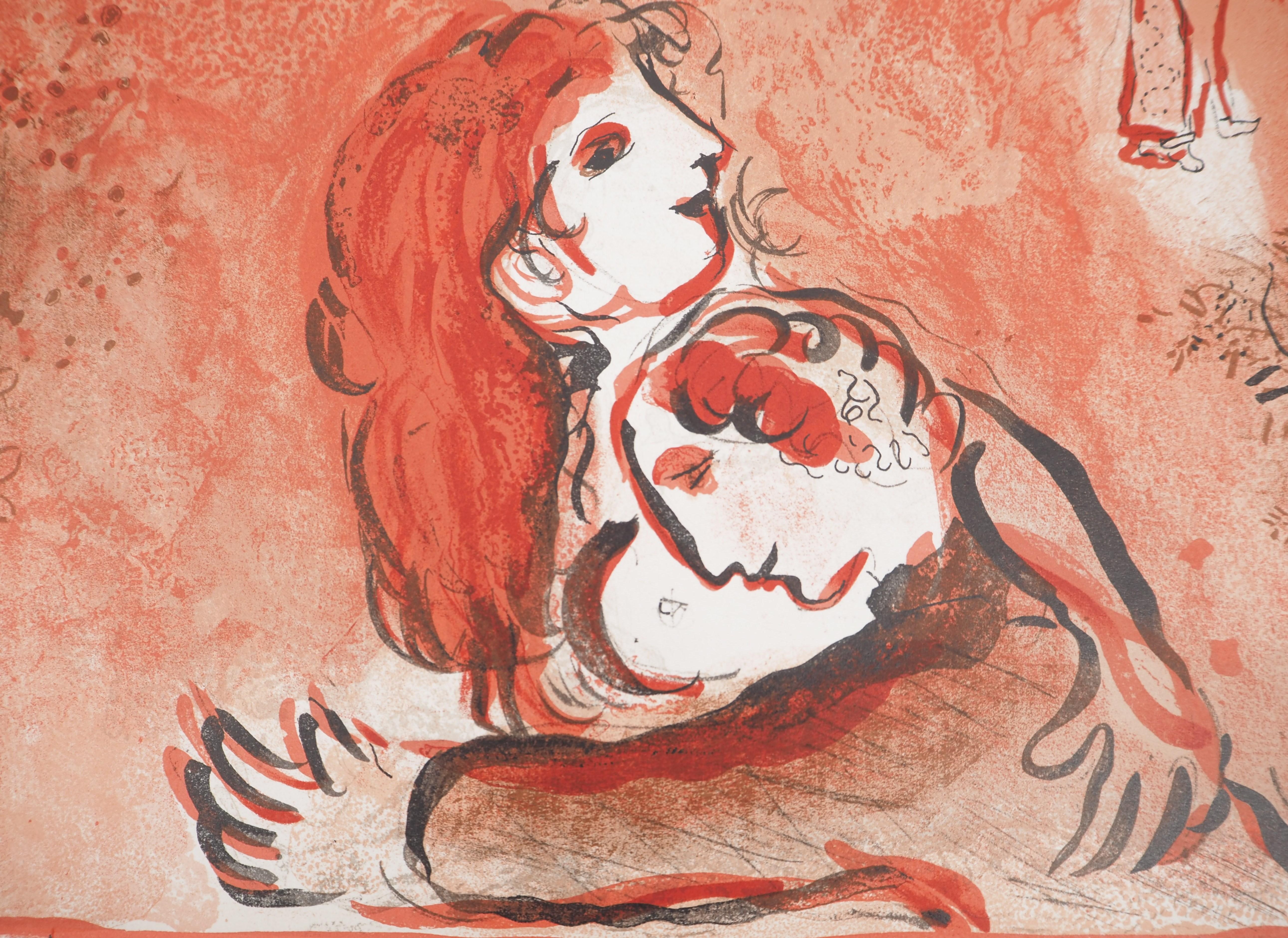 La Bible : L'ange de la Salvation - Lithographie originale - Moderne Print par Marc Chagall