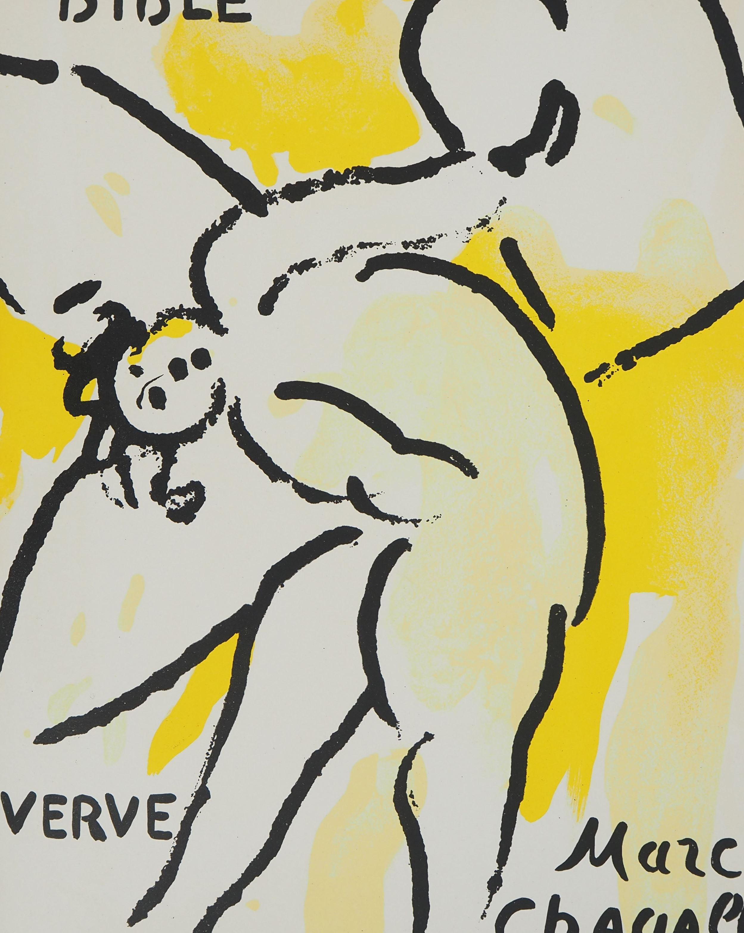 La Bible : L'ange - Lithographie originale - Print de Marc Chagall