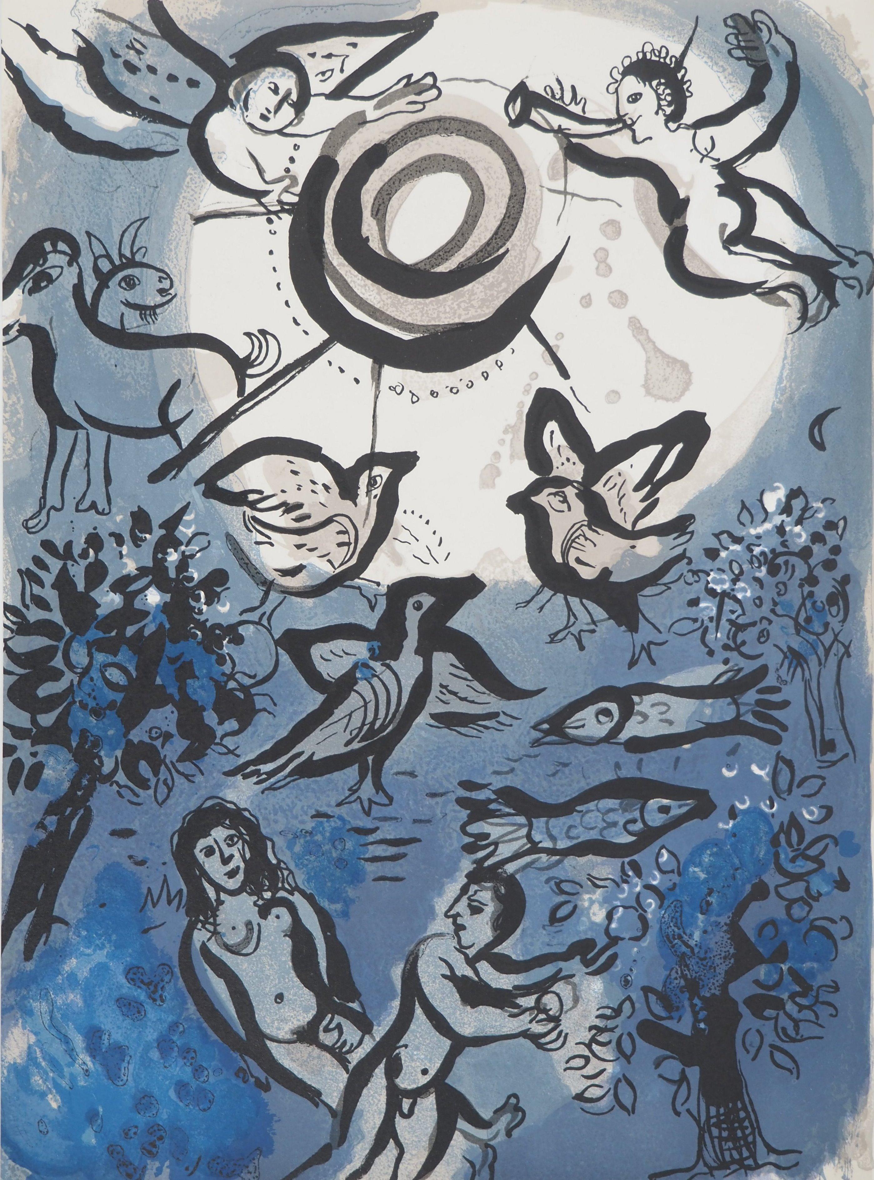 Figurative Print Marc Chagall - La Bible : The Creation - Lithographie originale