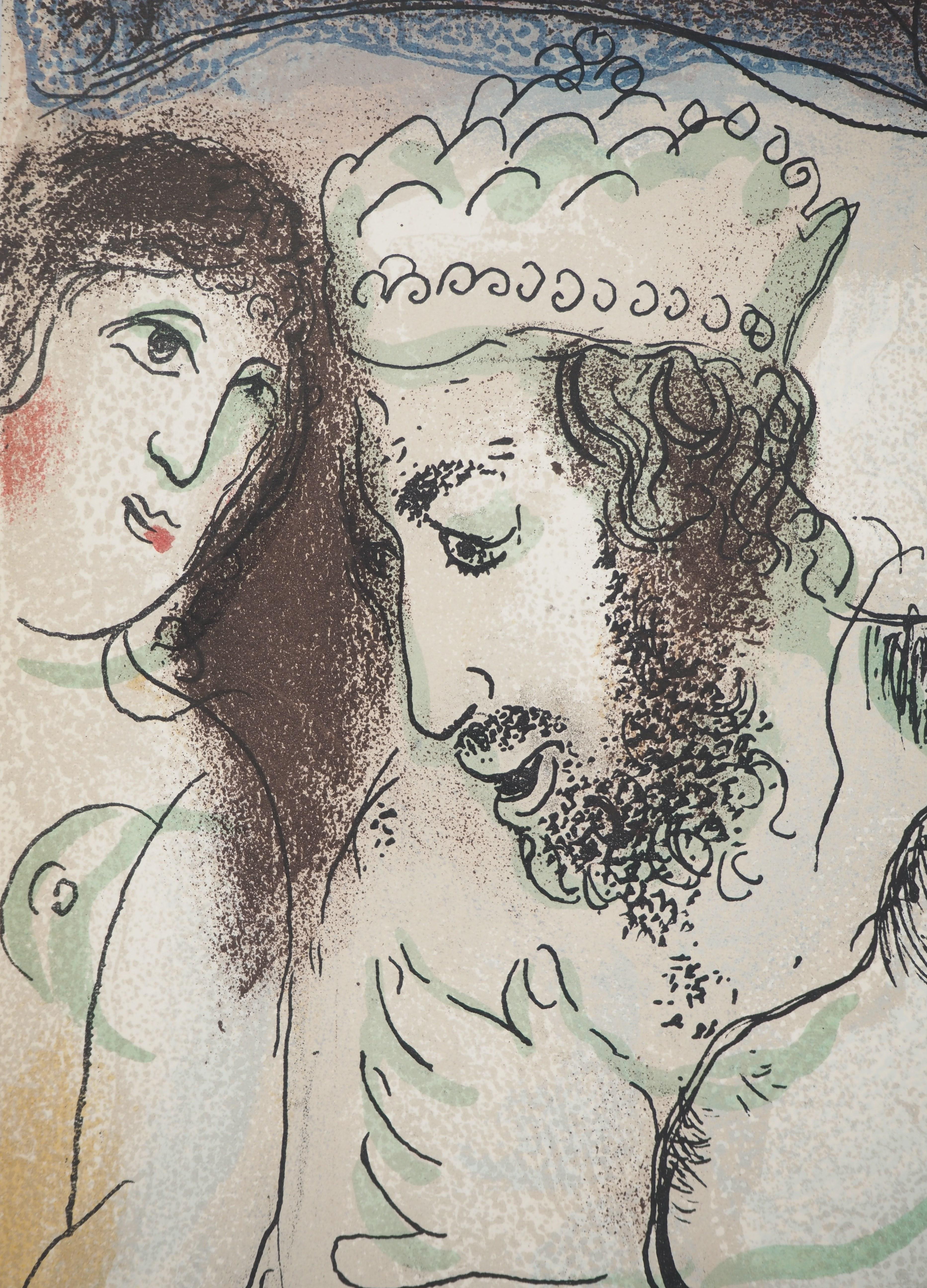 La Bibbia: Il sogno di Abimelech - Litografia originale (Mourlot #239) - Figurative Print Grigio di Marc Chagall