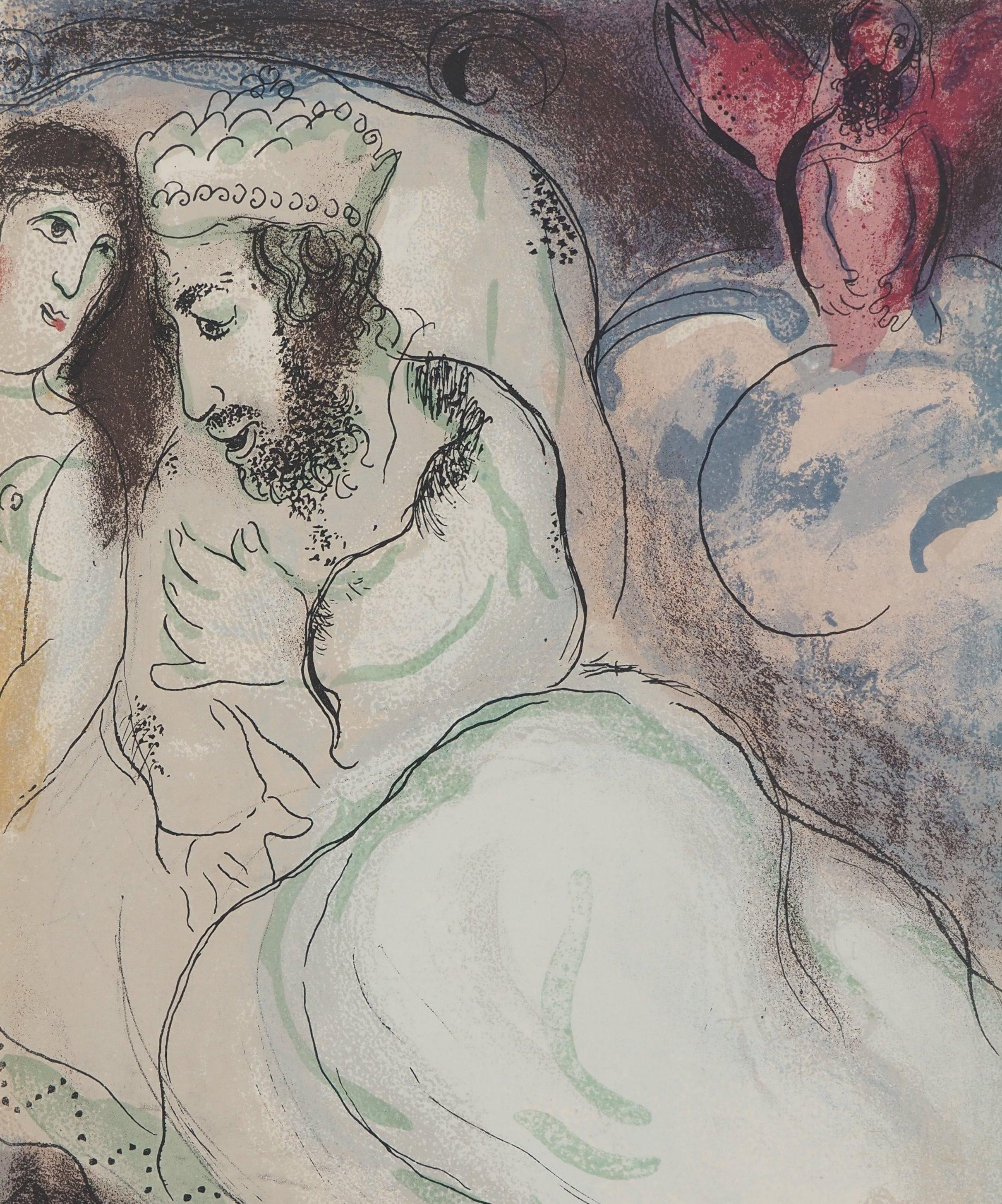 Figurative Print di Marc Chagall - La Bibbia: Il sogno di Abimelech - Litografia originale (Mourlot #239)
