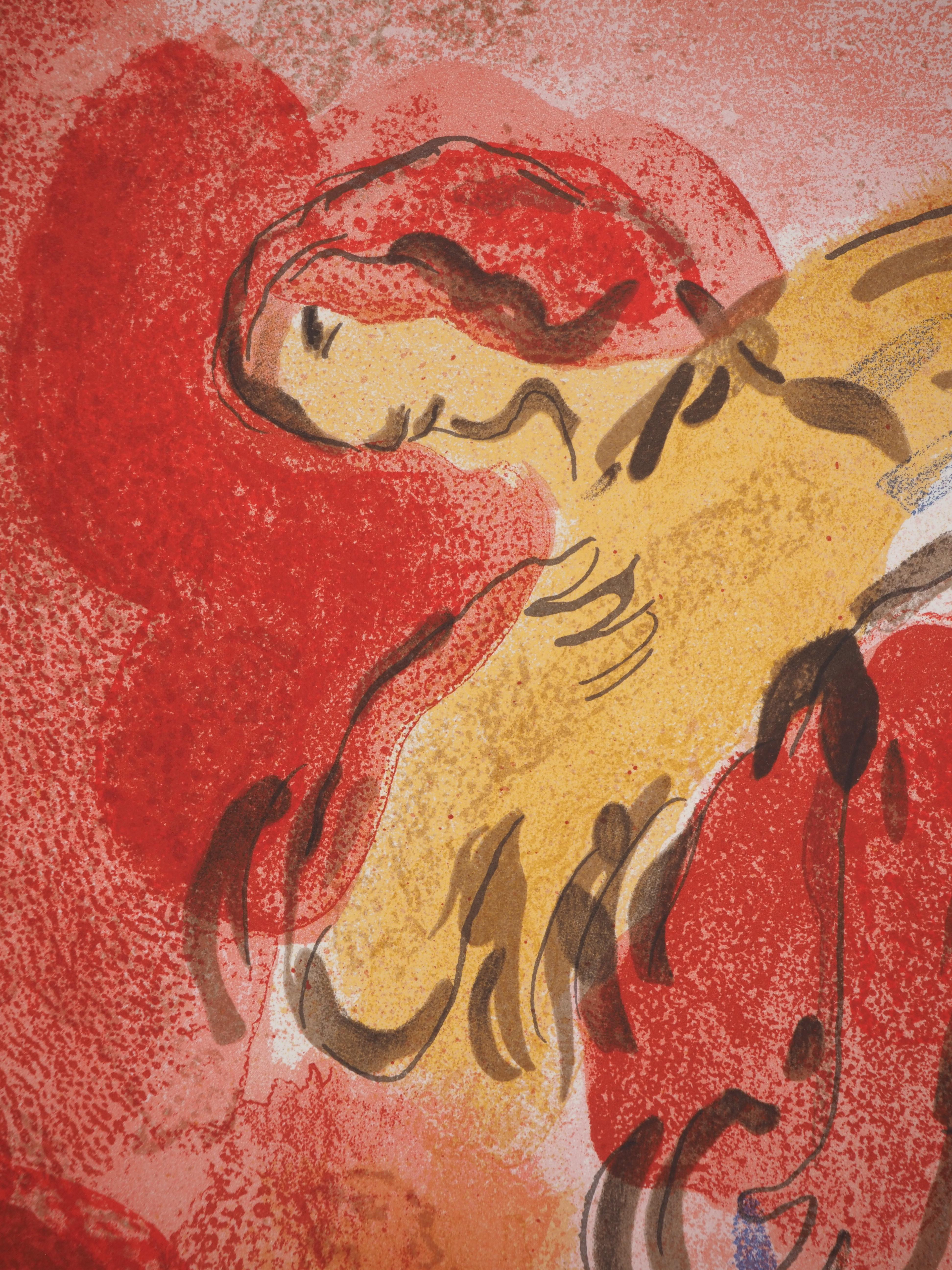 The Bible : The Gleaner – Originallithographie (Mourlot #246) (Orange), Figurative Print, von Marc Chagall