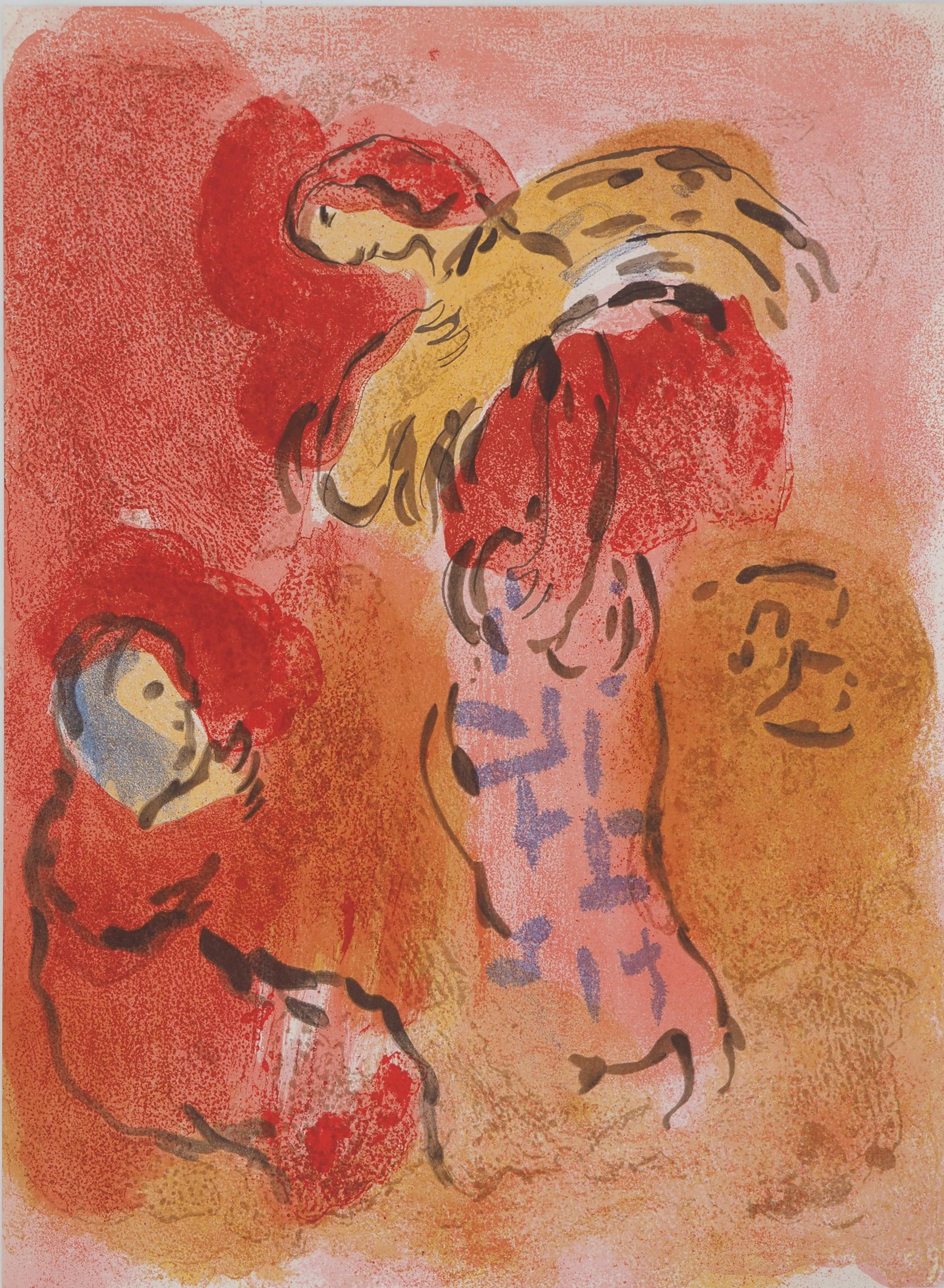 Marc Chagall Figurative Print – The Bible : The Gleaner – Originallithographie (Mourlot #246)