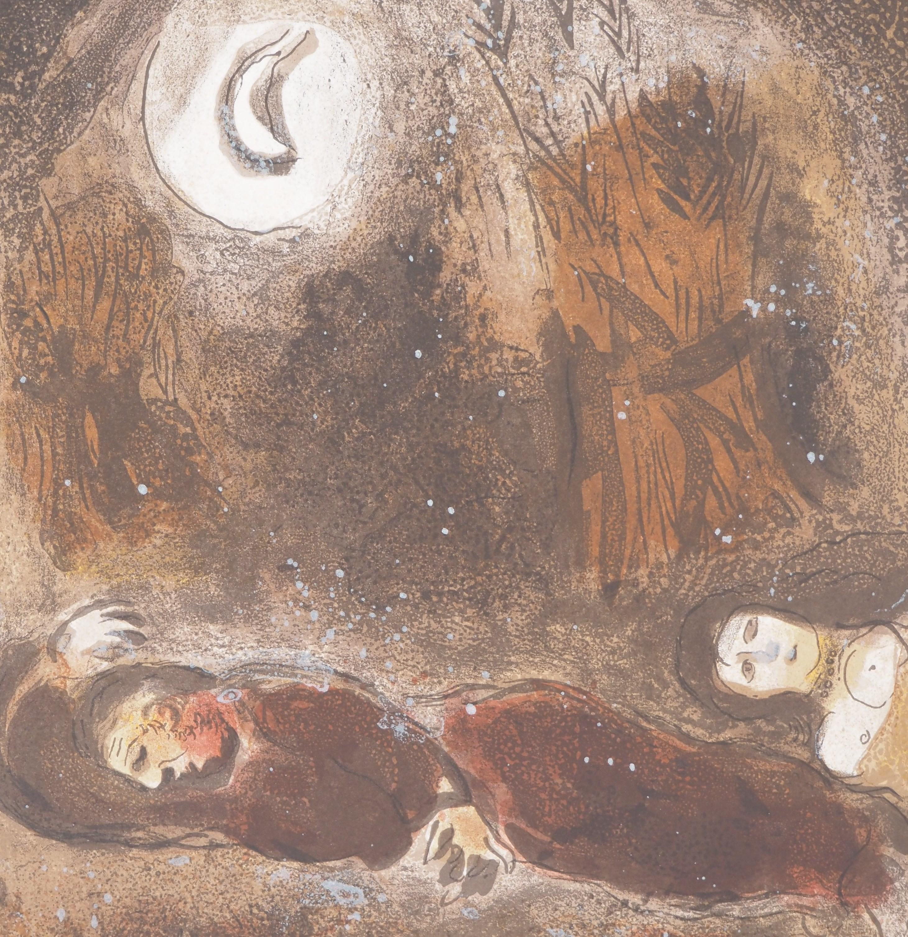 Die Bibel: Die Liebenden, Ruth und Booz – Originallithographie – Print von Marc Chagall
