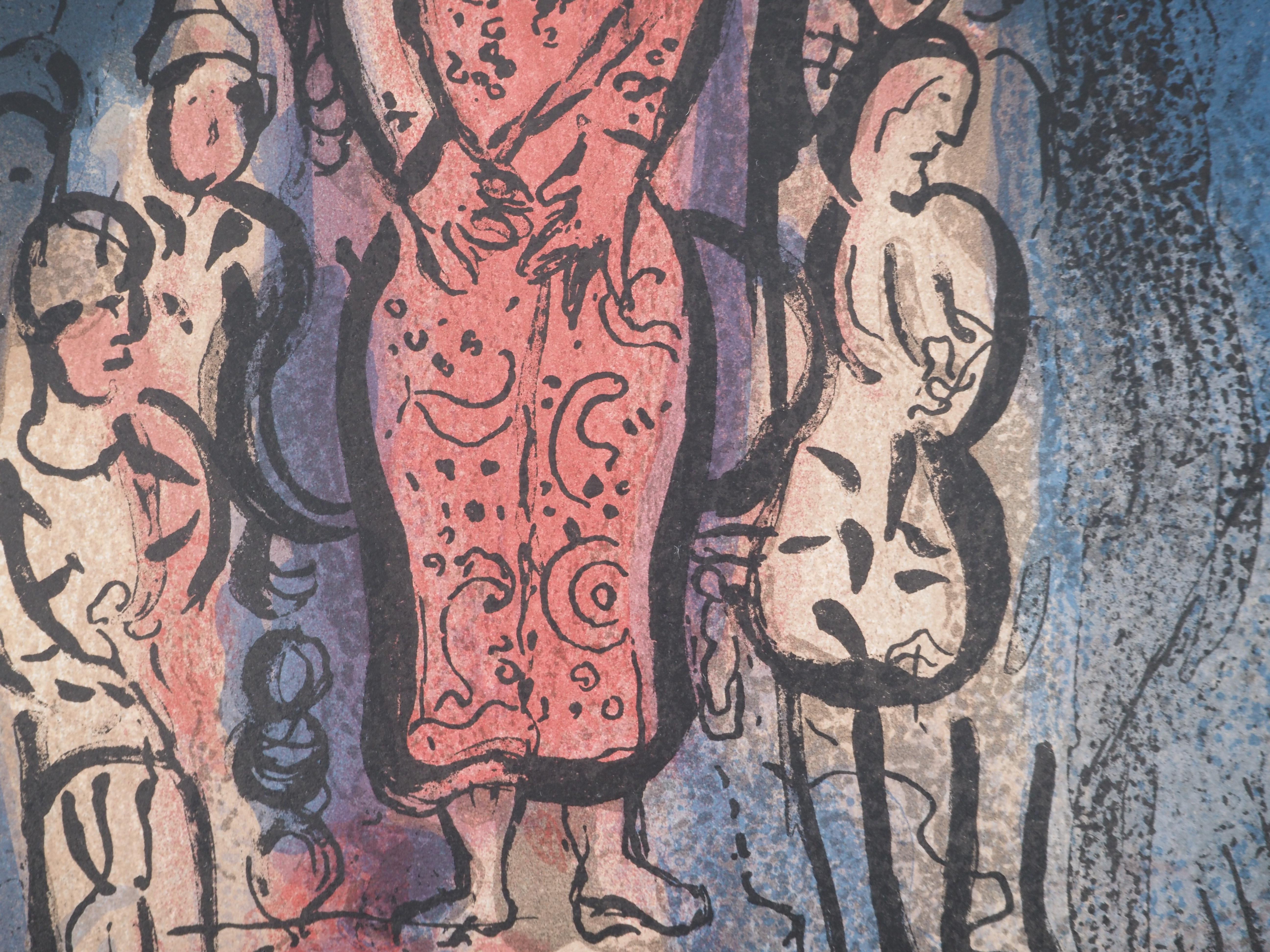 The Bible : Vashti chassée - Lithographie originale - Print de Marc Chagall