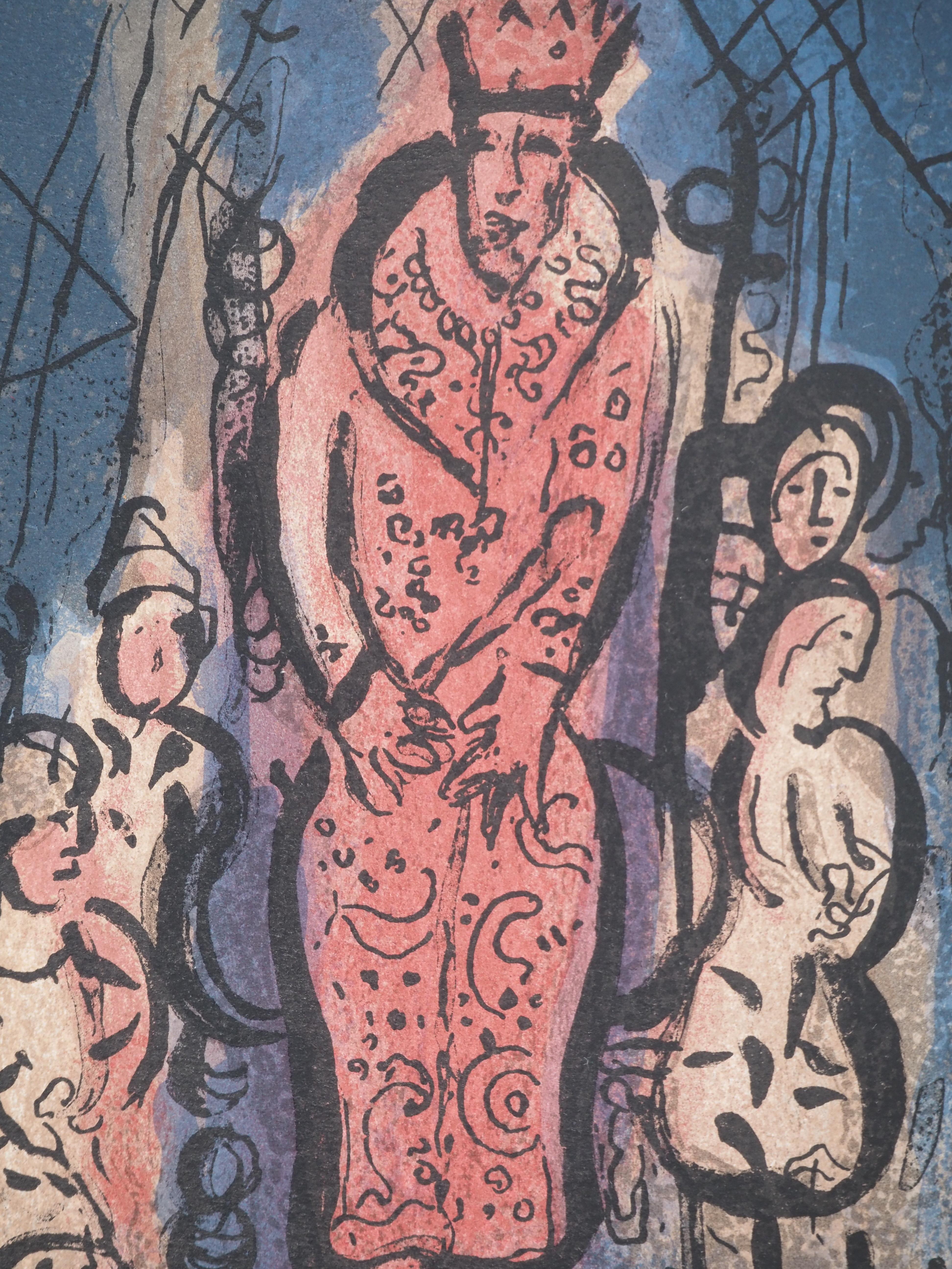 The Bible : Vashti chassée - Lithographie originale - Moderne Print par Marc Chagall