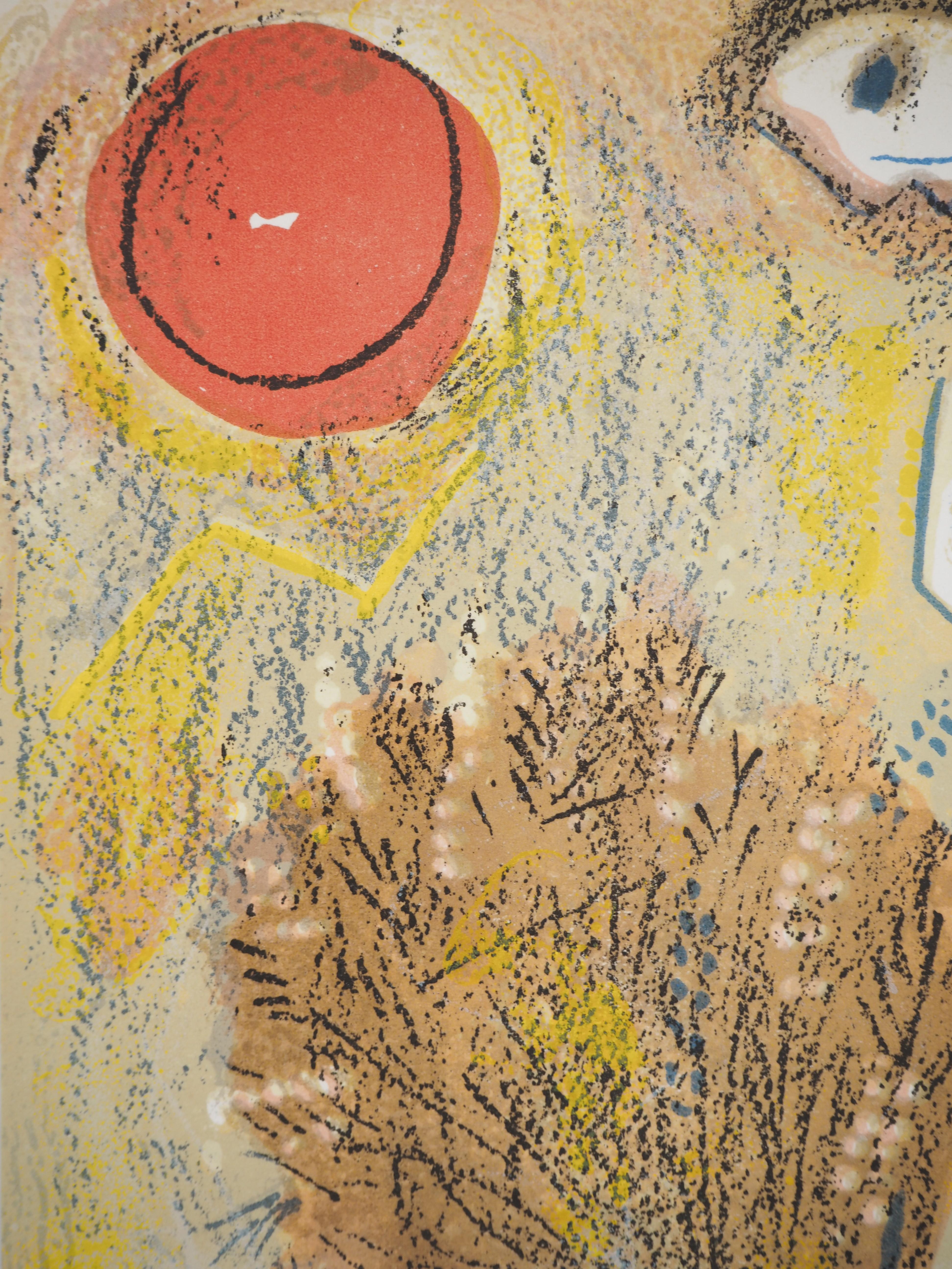 La Biblia : Joven en el campo - Litografía original (Mourlot #249) - Print de Marc Chagall