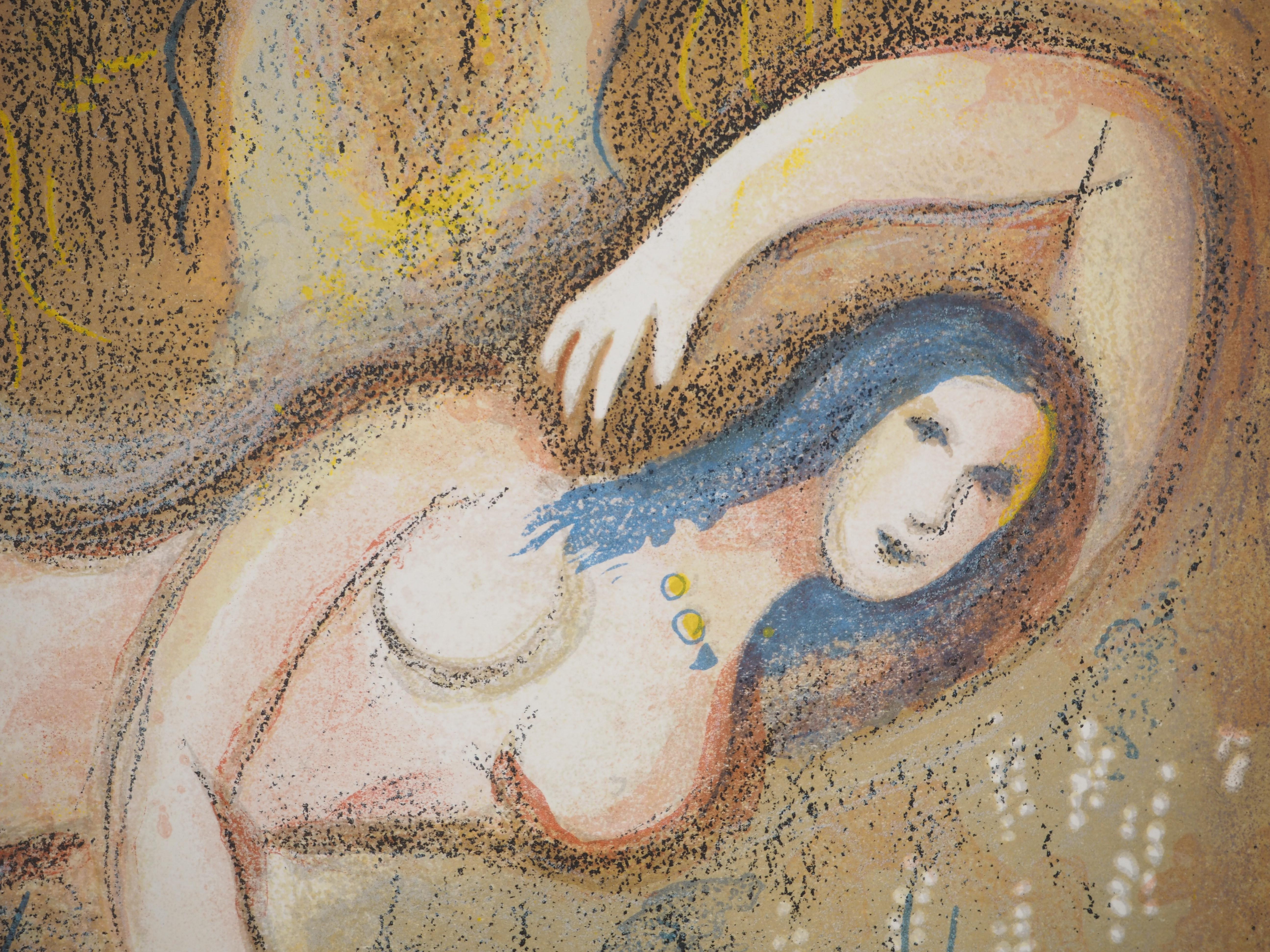 La Biblia : Joven en el campo - Litografía original (Mourlot #249) - Print Moderno de Marc Chagall