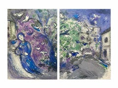 The Bird Chase, Daphnis & Chloe 1977 Diptych Limited Edition, After Marc Chagall