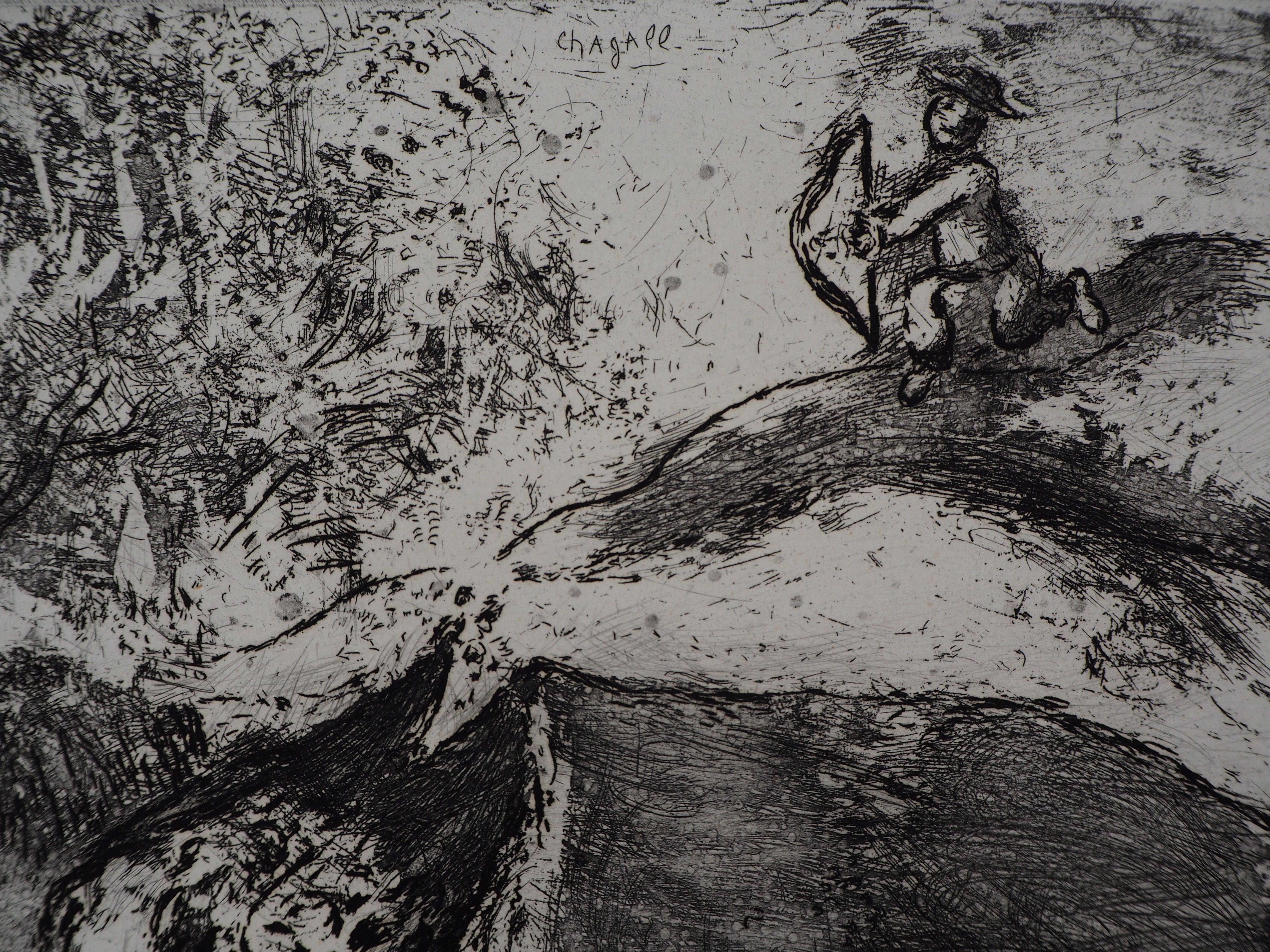 L'oiseau combattu par une flèche - Gravure originale - Réf. Sorlier n° 108 - Moderne Print par Marc Chagall