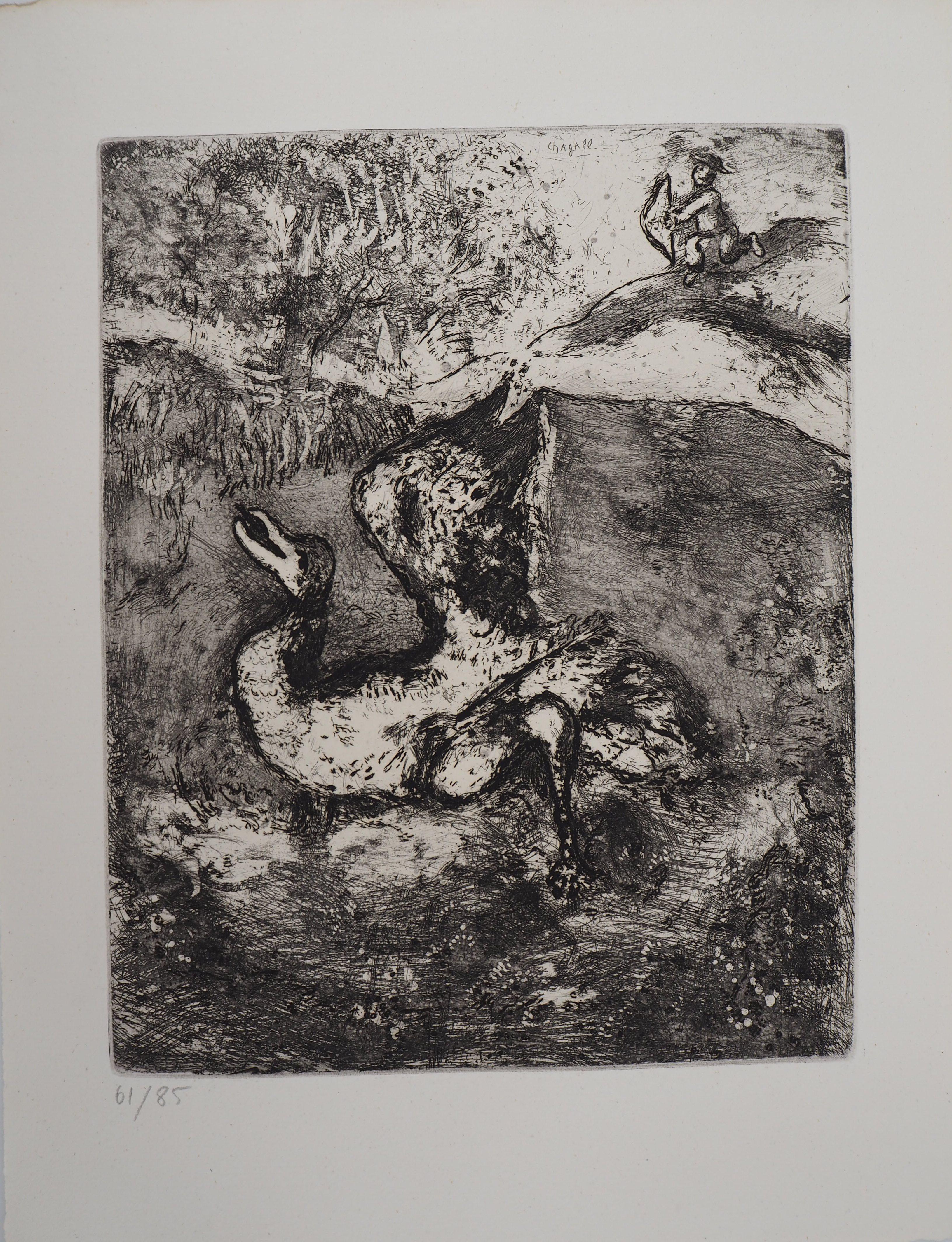 Marc Chagall Animal Print – Der von einem Pfeil gewehrte Vogel - Original-Radierung - Ref. Sorlier #108