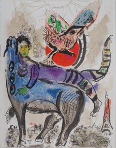 The Blue Cow – Original Lithographie „Die blaue Kuh“ – Mourlot #488