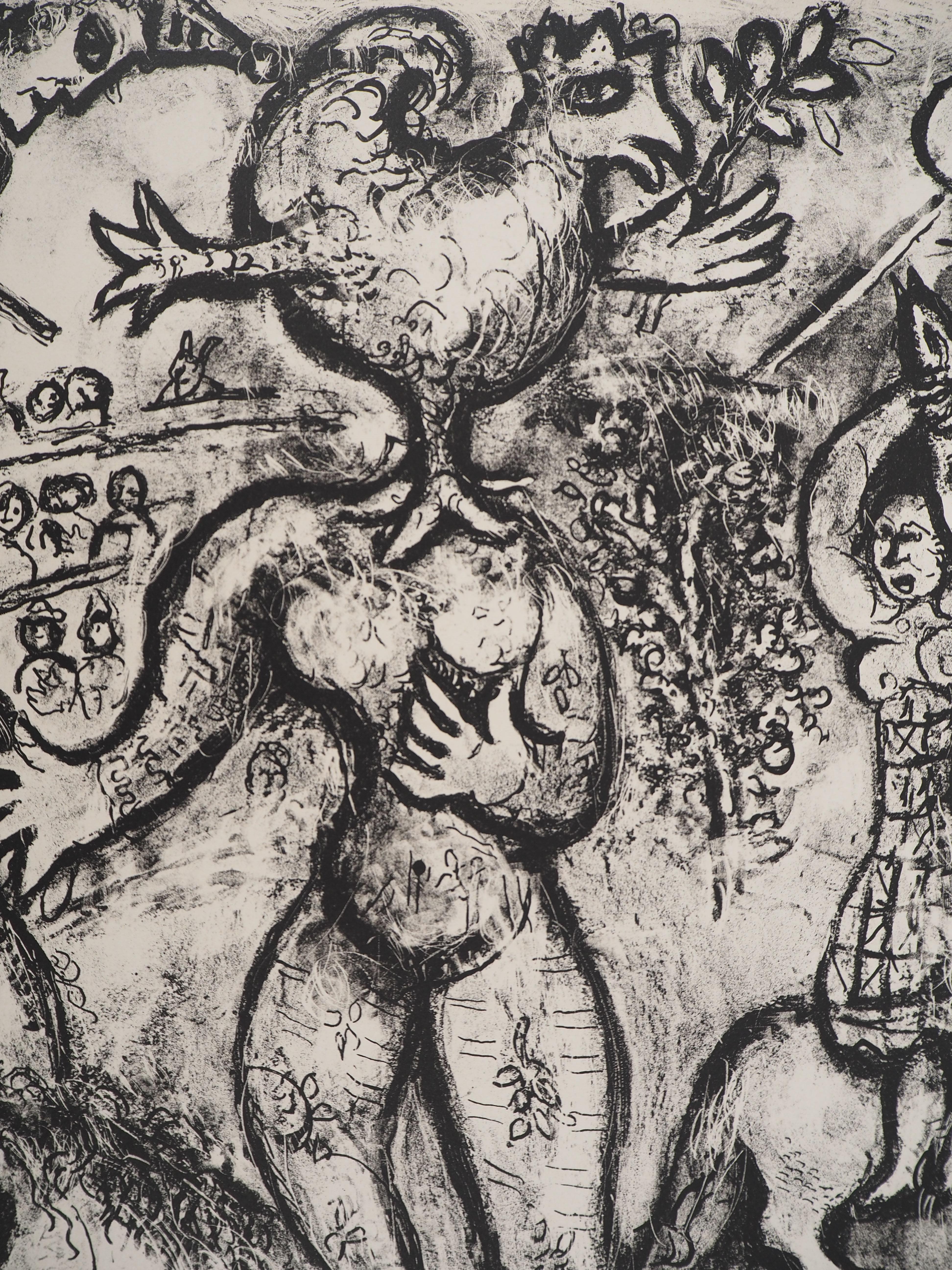 El Circo : Acróbatas, Gallo y Caballos - Litografía original (Mourlot #508) - Print Moderno de Marc Chagall