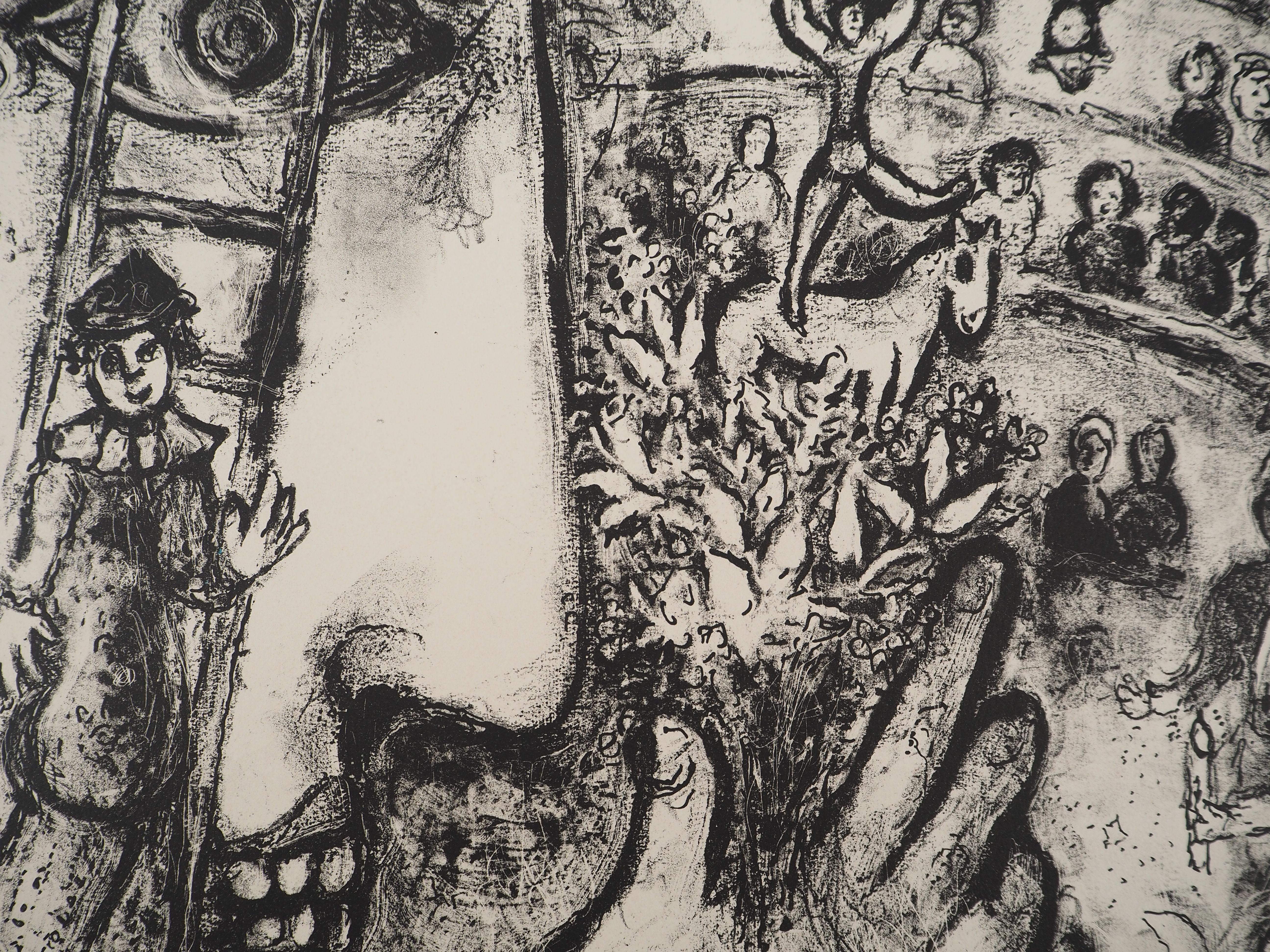The Circus : Clowns and Acrobats - Original Lithograph (Mourlot #503) - Gray Figurative Print by Marc Chagall