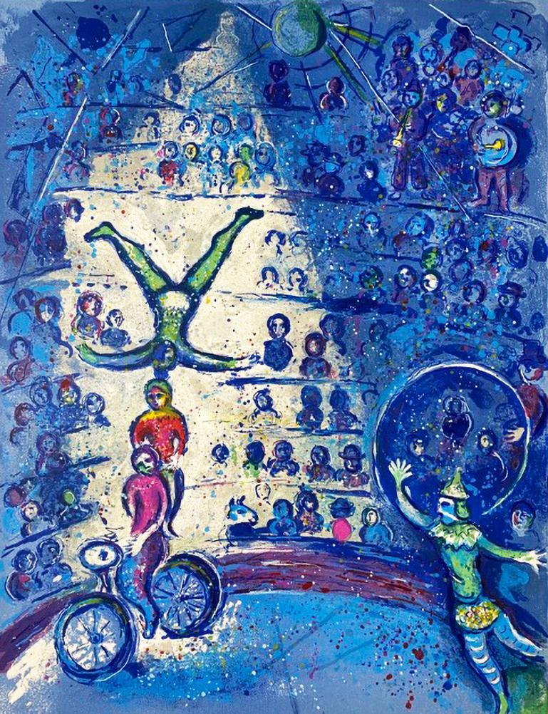 The Circus  Le Cirque - French Russian Circus Teriade - Gray Figurative Print by Marc Chagall