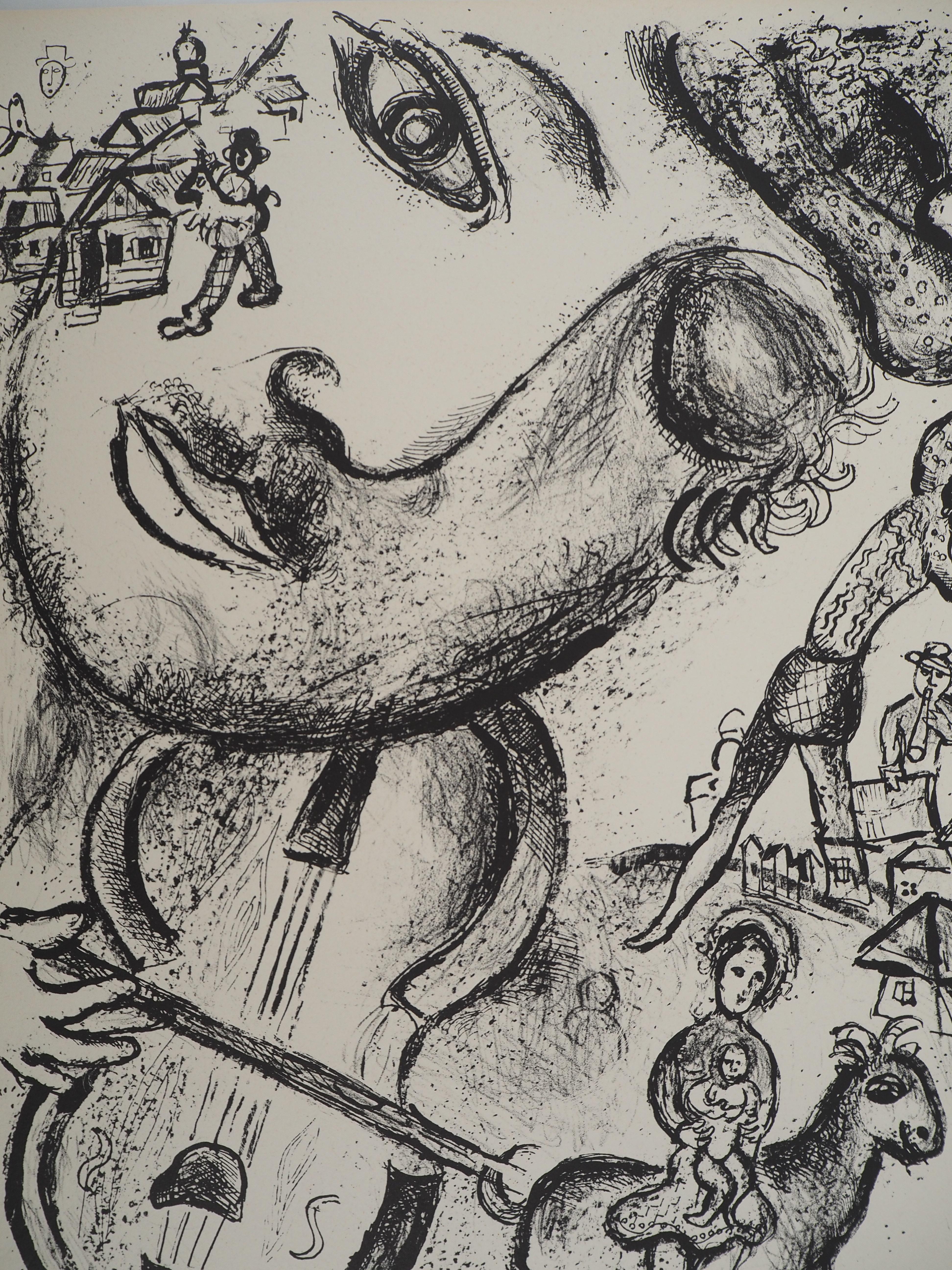 El Circo : Maternidad y Violinista - Litografía original (Mourlot #513) - Print de Marc Chagall