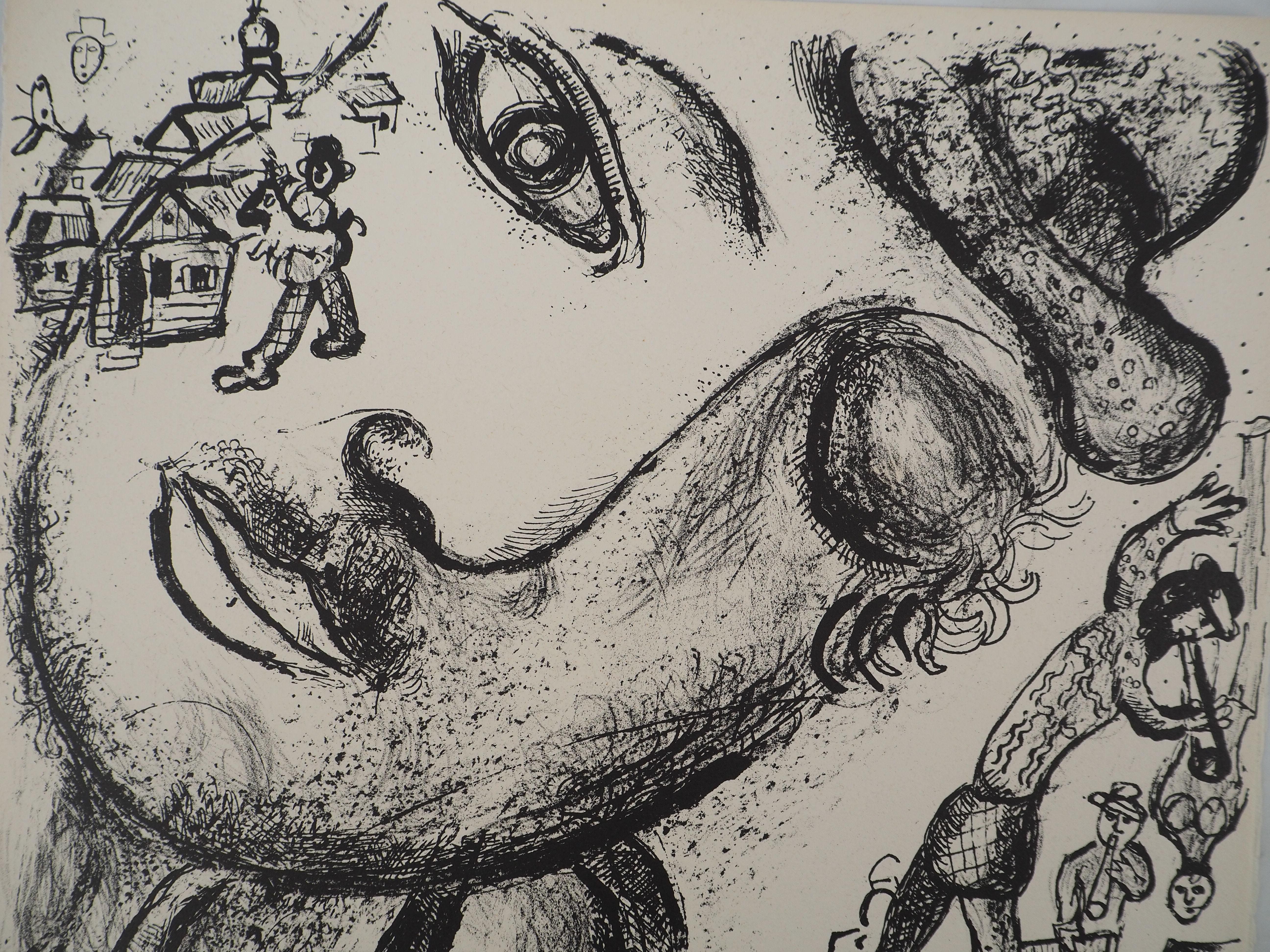 El Circo : Maternidad y Violinista - Litografía original (Mourlot #513) - Print Moderno de Marc Chagall