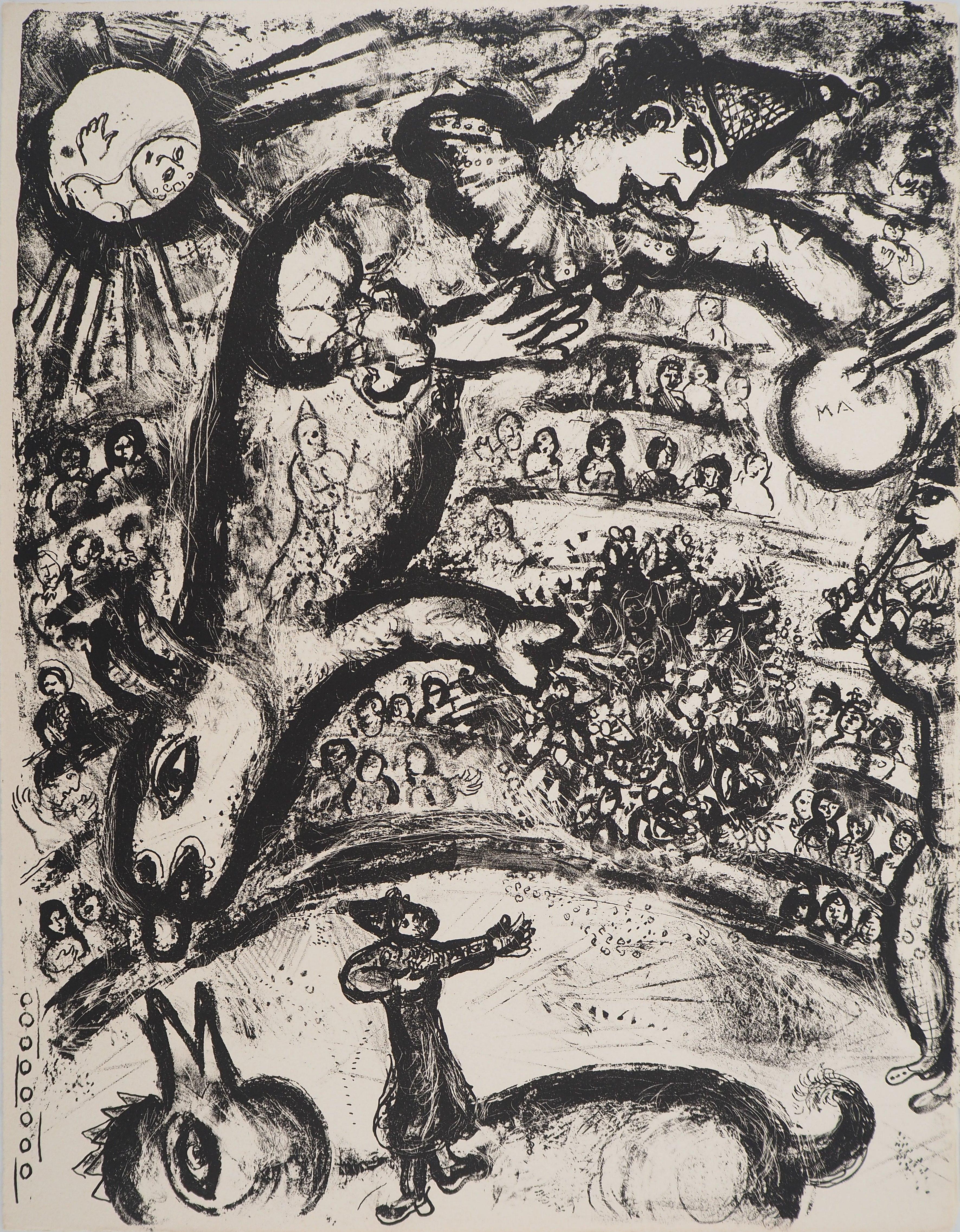 Marc Chagall Figurative Print – The Circus : On Stage – Originallithographie (Mourlot #526)