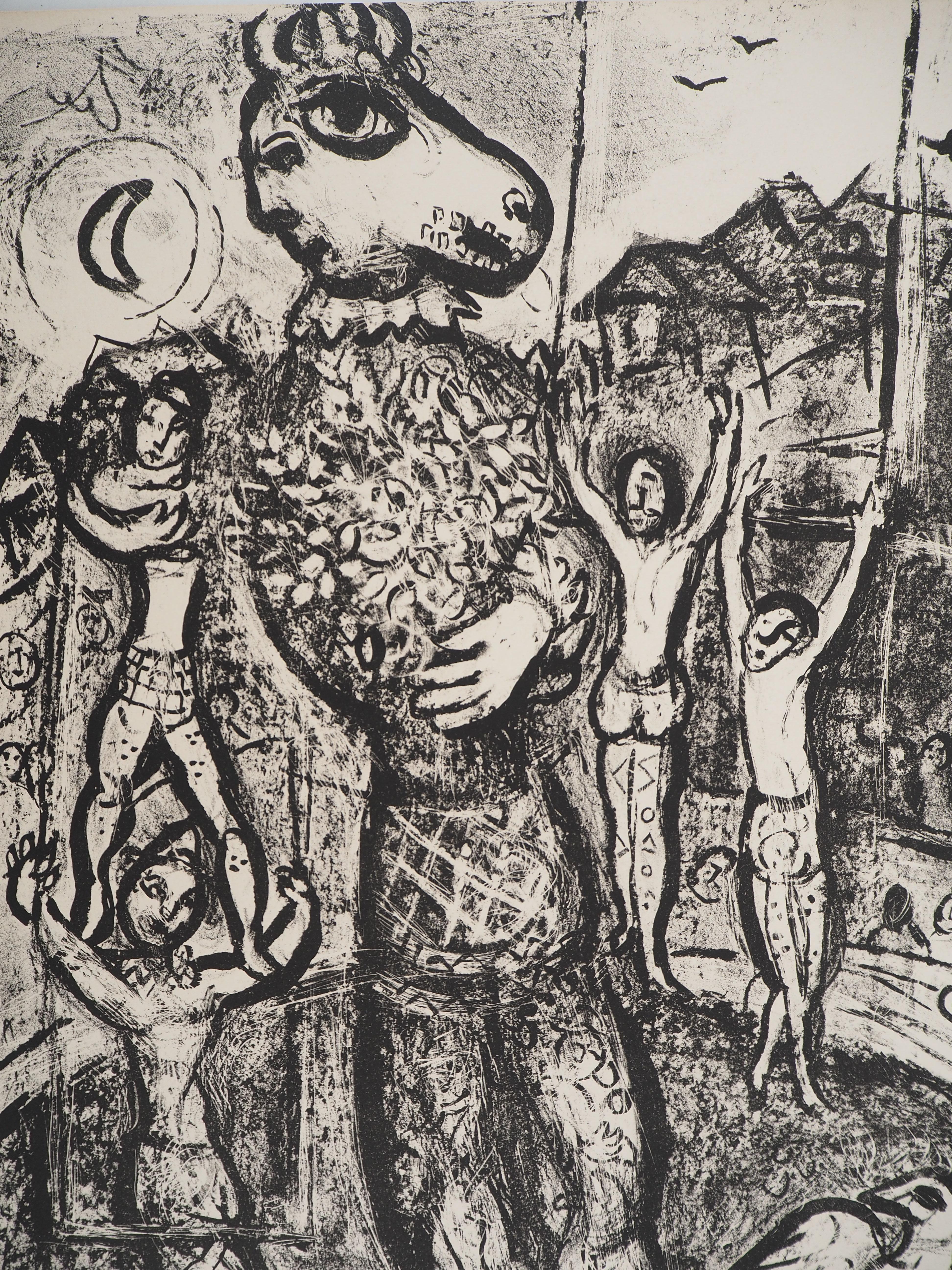 El Circo : El Artista y su Doble - Litografía Original (Mourlot #497) - Print de Marc Chagall