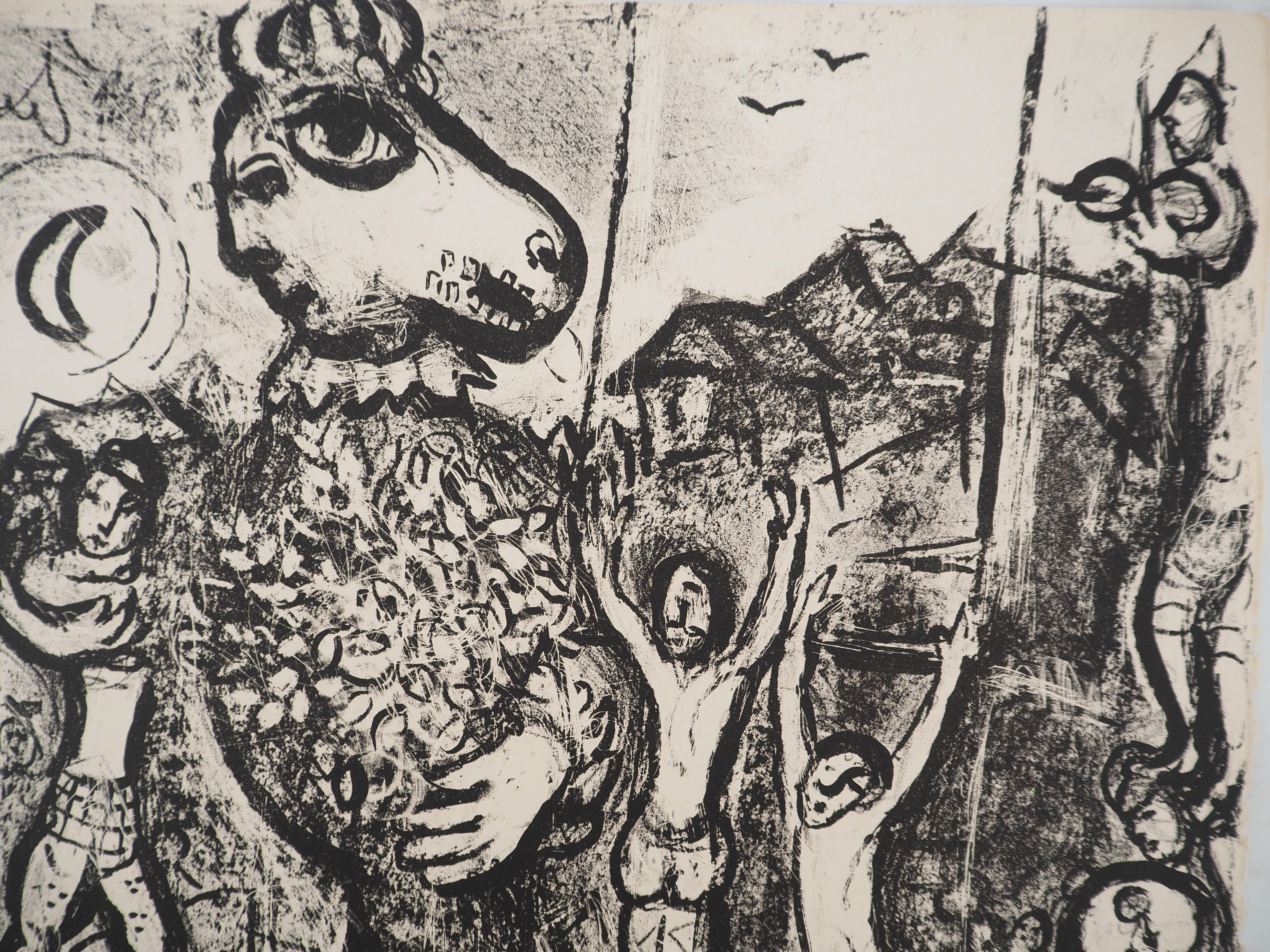El Circo : El Artista y su Doble - Litografía Original (Mourlot #497) - Figurative Print Gris de Marc Chagall