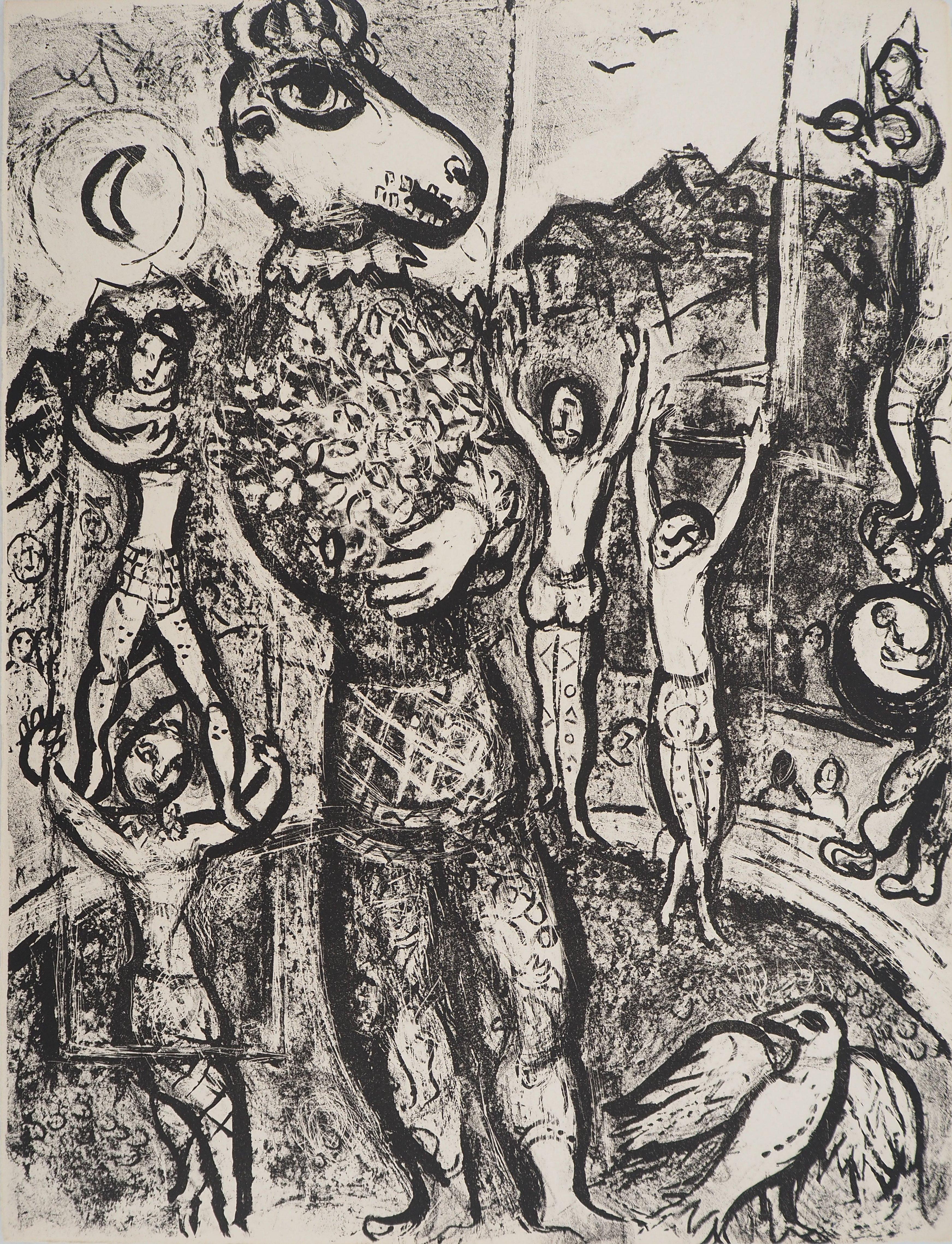 Figurative Print de Marc Chagall - El Circo : El Artista y su Doble - Litografía Original (Mourlot #497)