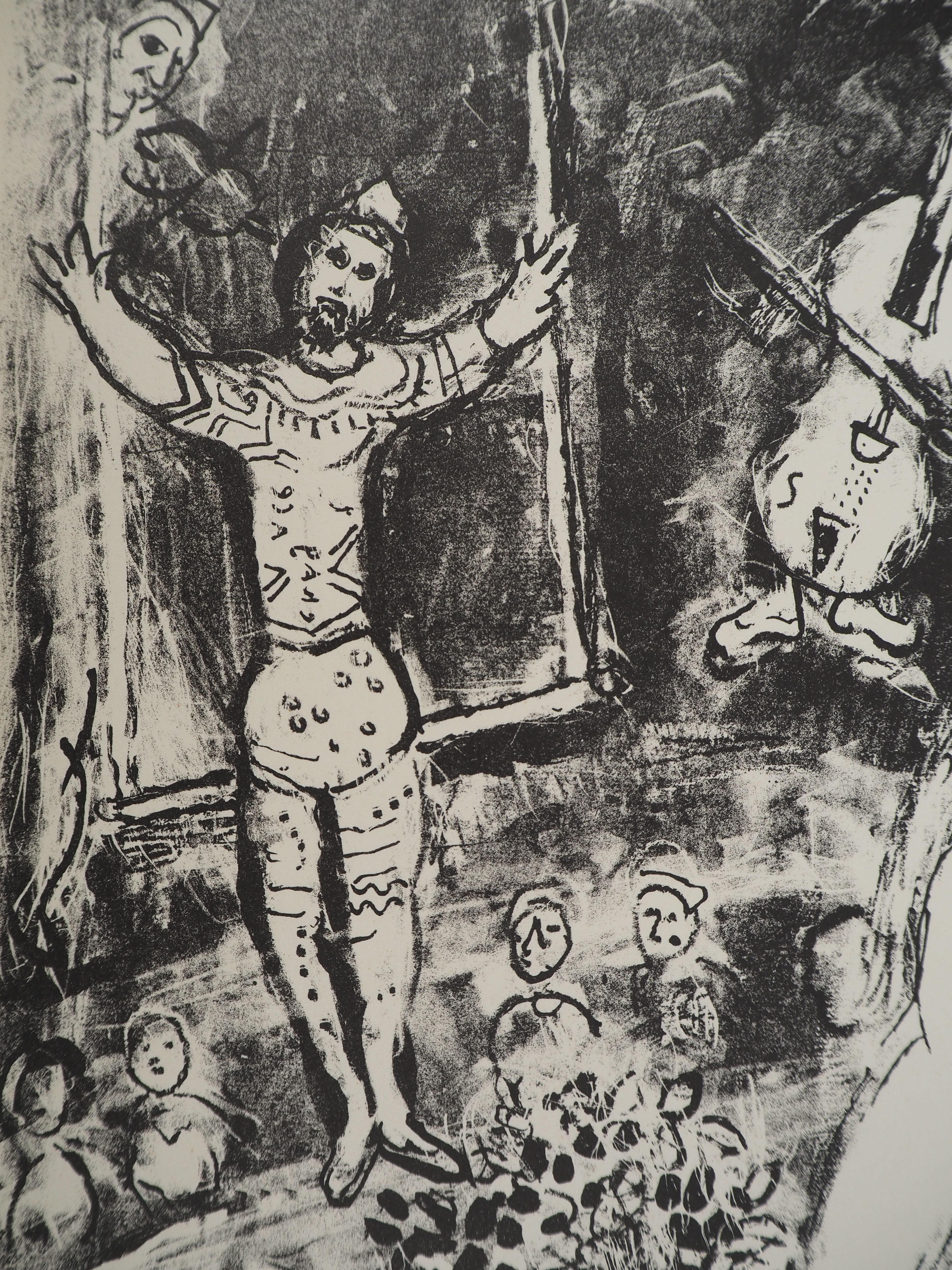 Marc Chagall (1887-1985) 
Il circo: la sposa sotto i riflettori, 1967

Litografia originale (Officina Mourlot) 
Su pergamena Arches 42 x 32 cm (c. 17  x 13 in)

RIFERIMENTO : Catalogo ragionato Chagall Lithographe, Mourlot #518

INFORMAZIONI : Dalla