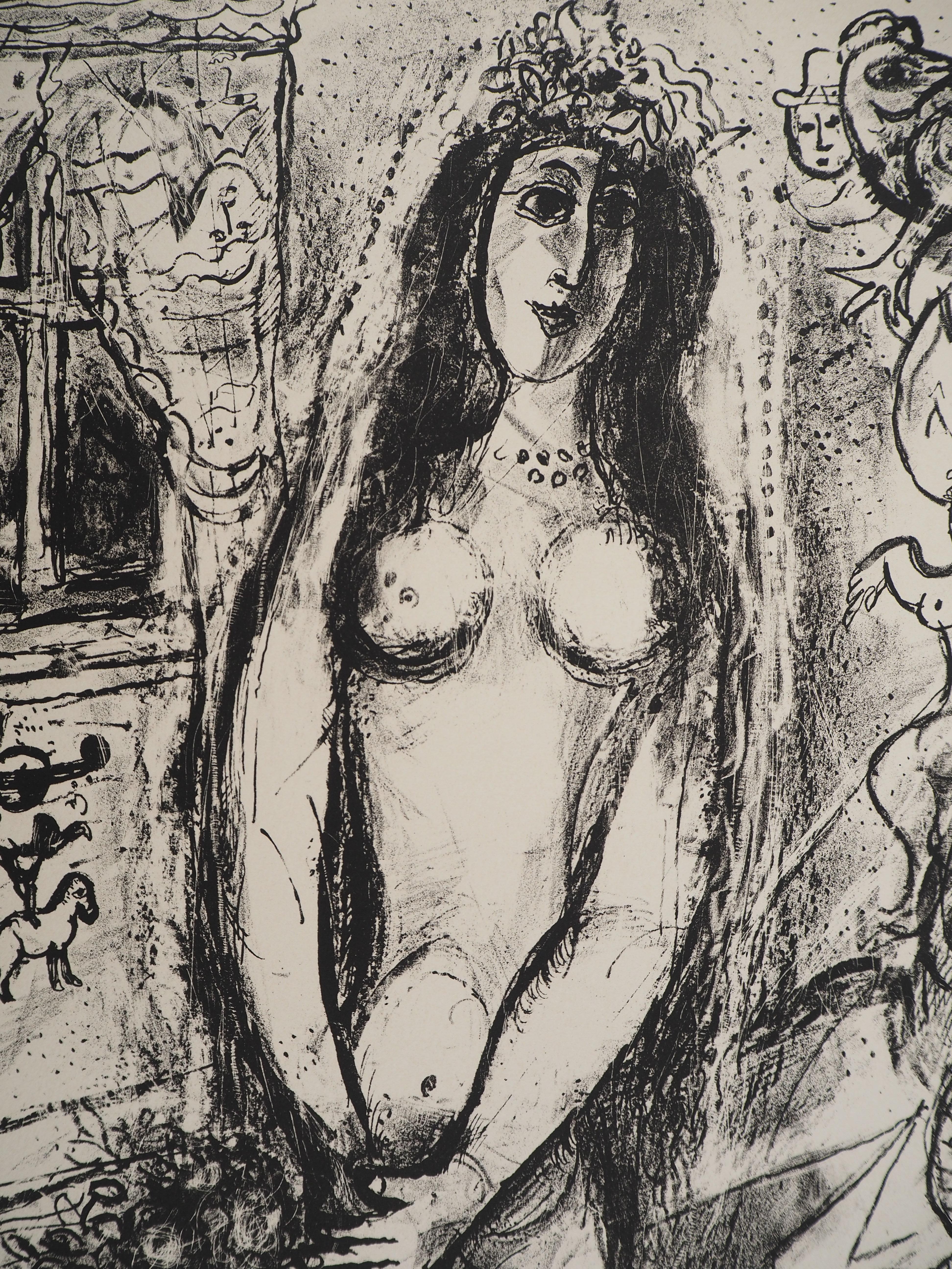 Il circo: il velo della sposa - Litografia originale (Mourlot #520) - Print Moderno di Marc Chagall