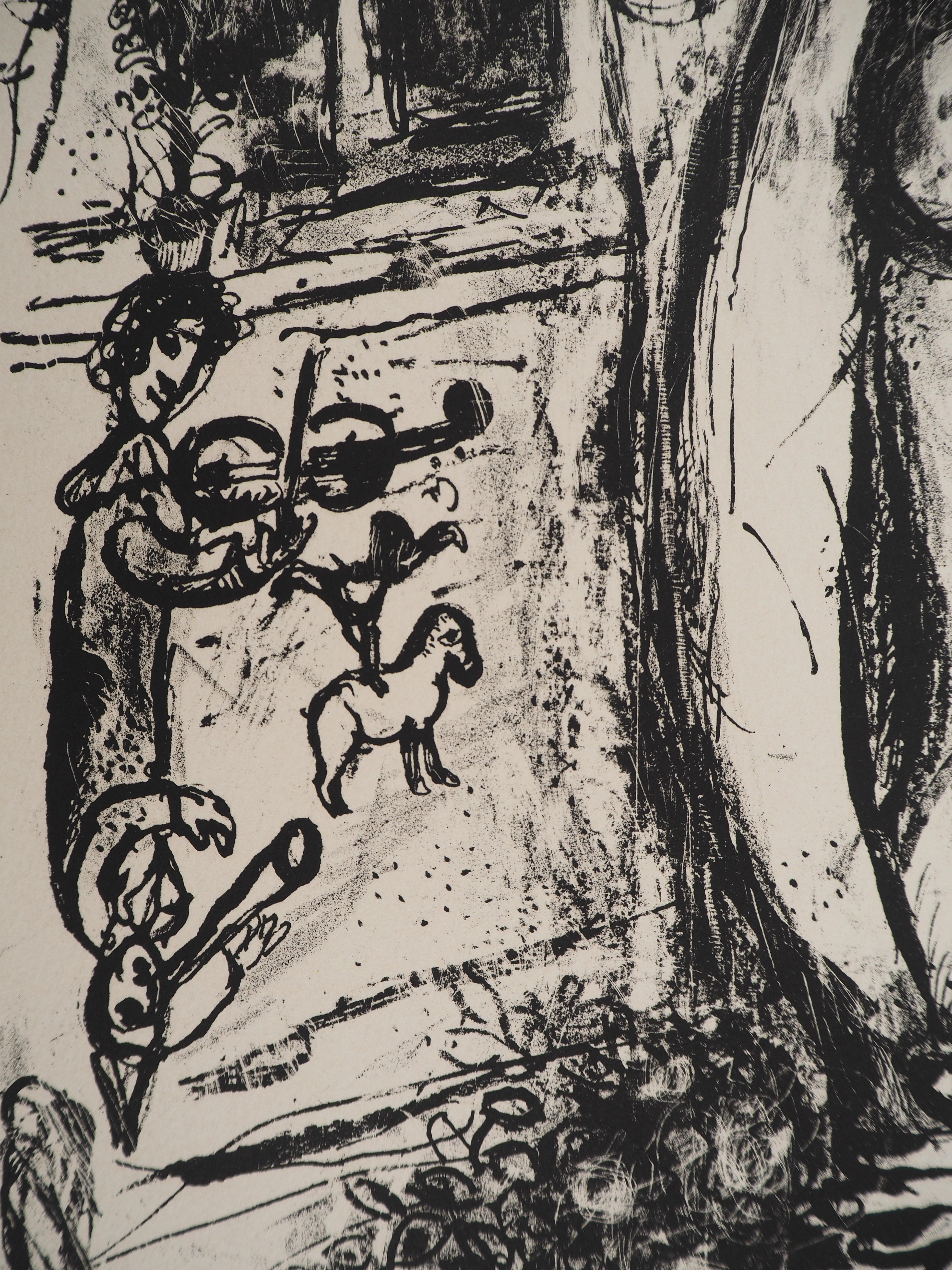 Il circo: il velo della sposa - Litografia originale (Mourlot #520) - Figurative Print Grigio di Marc Chagall