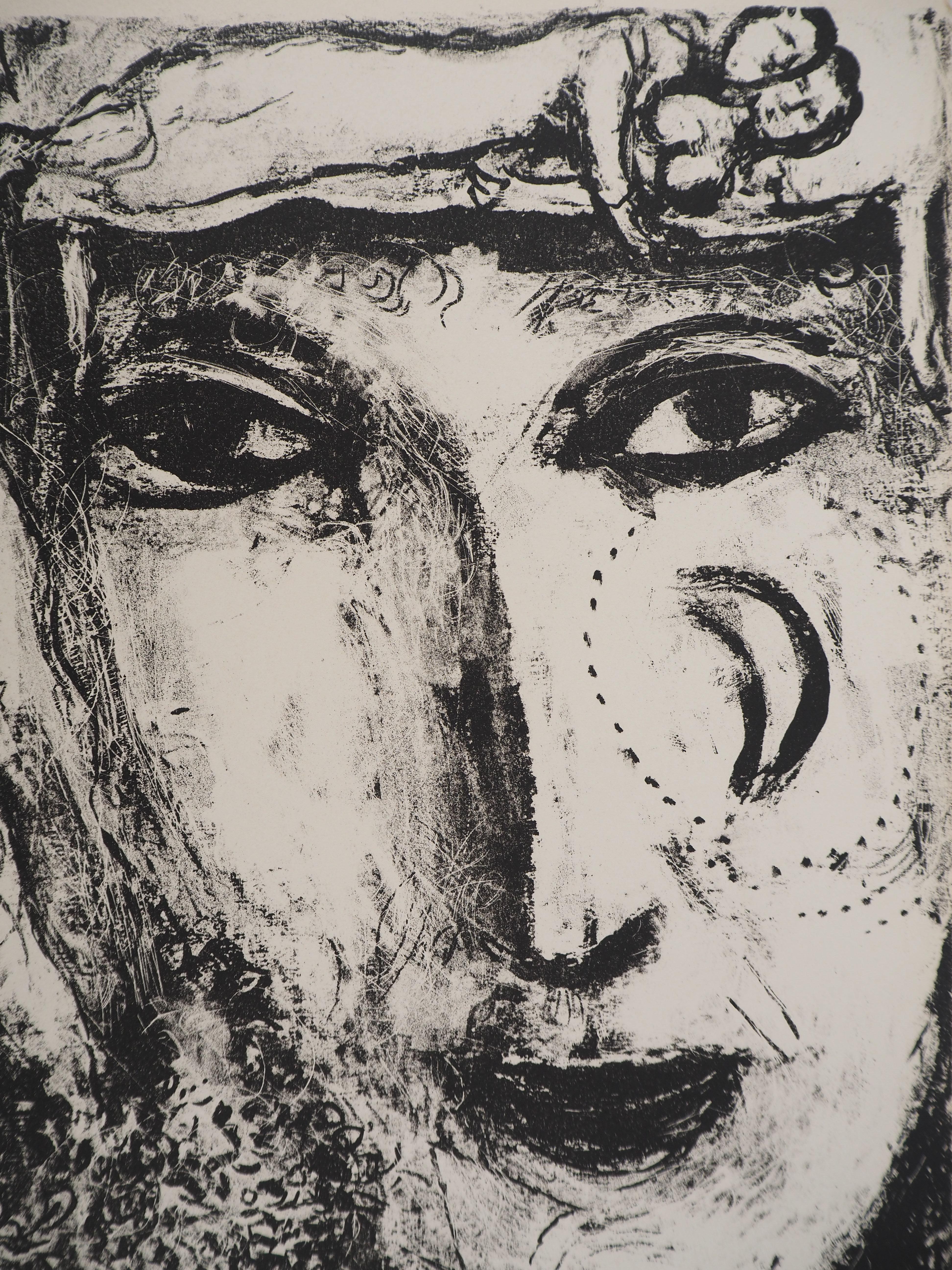 El Circo : El Sueño de la Novia - Litografía original (Mourlot #507) - Figurative Print Gris de Marc Chagall