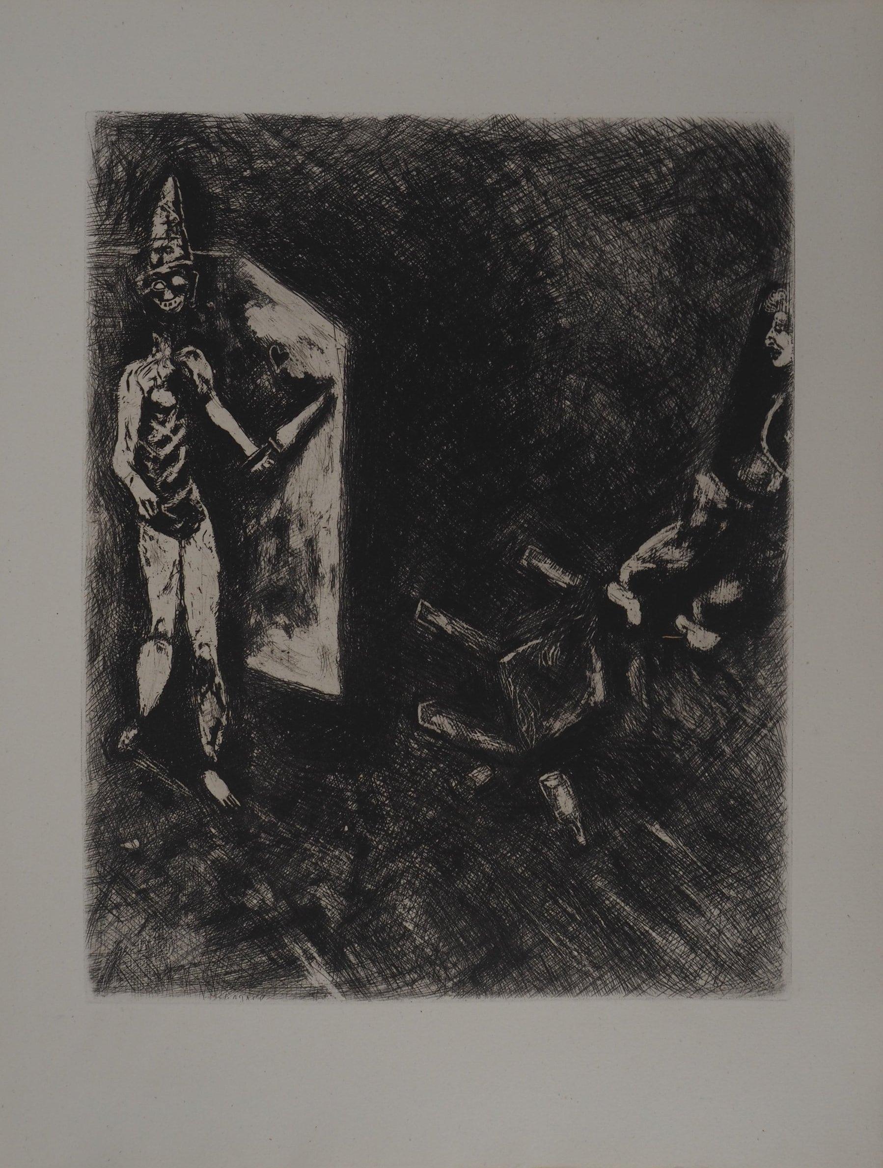 Le clown, l'homme et son image - Gravure originale - Réf. Sorlier n° 99