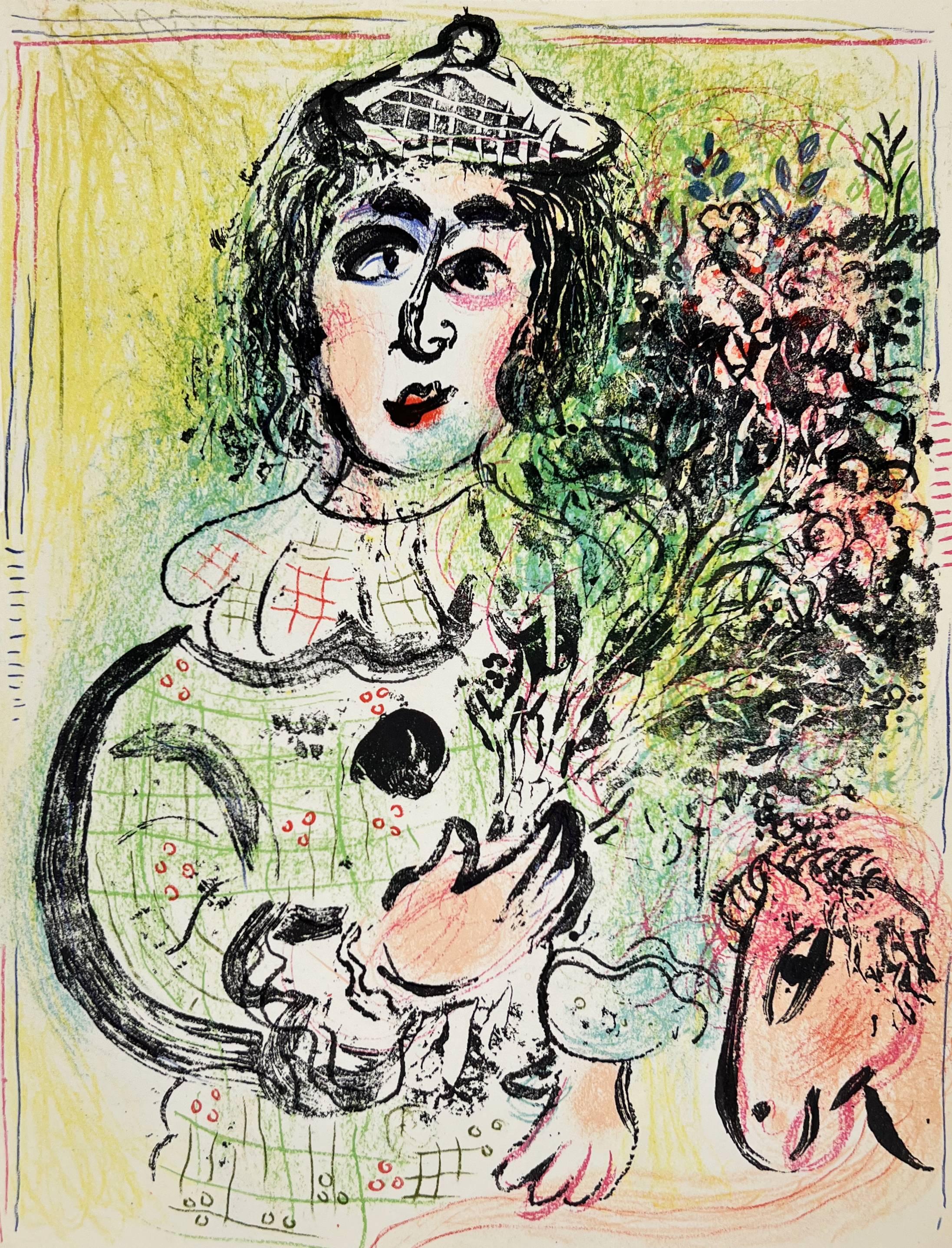 The Clown with Flowers - Art by Marc Chagall