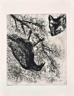 The Crow and the Fox - Etching by Marc Chagall - 1952