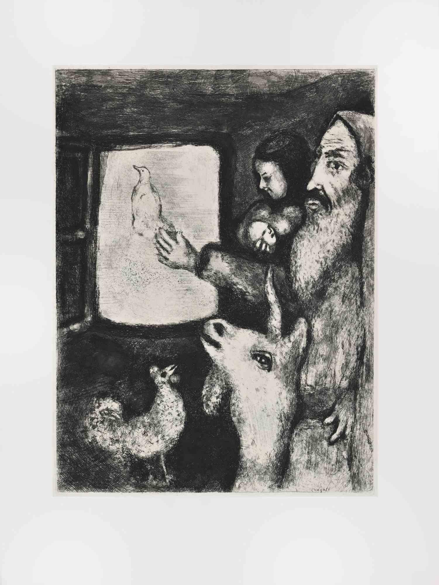 Etching on Montval wove paper, realized by Marc Chagall in 1931-39 and published by Tériade in 1956.

Edition of 275+30 out of commerce copies.

Not signed nor numbered, as issued.

Excellent impression with full margins a a bright and fresh