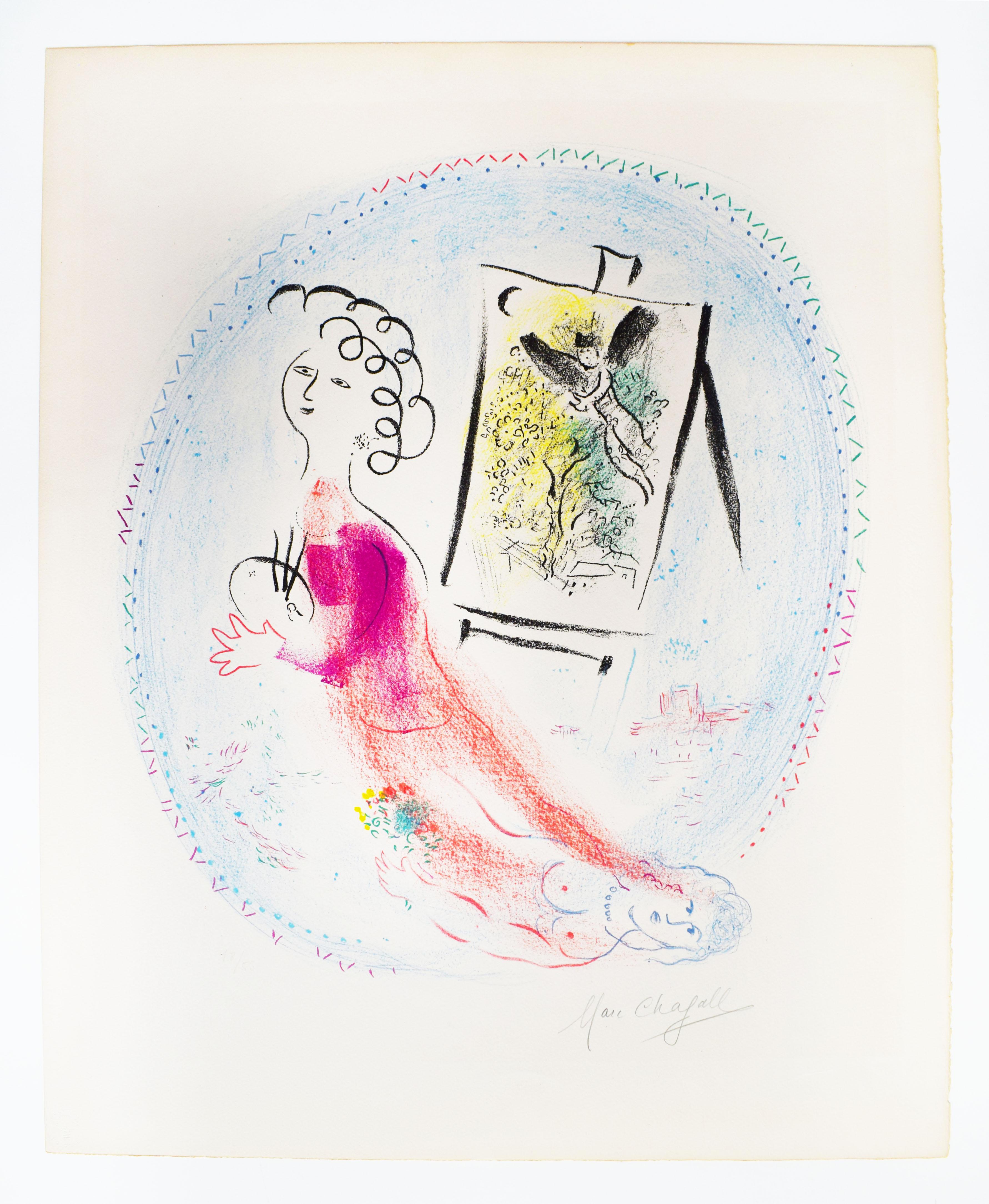 The Easel  Le Chevalet - French Russian Easel Artist Surrealism - Print by Marc Chagall