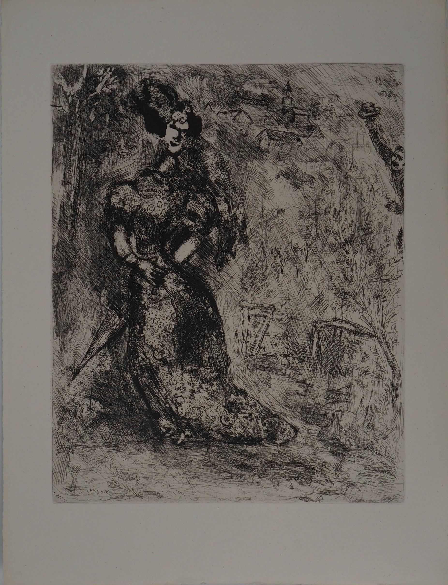 Animal Print di Marc Chagall - La ragazza elegante - Incisione originale - Rif. Sorlier n. 168