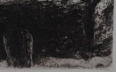 The Escape, The Bear and Two Travelers - Original etching - Ref. Sorlier #157